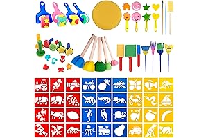 Sponge Finger Painting Kit with Stencils for Kids, Toddlers, and Early Learning