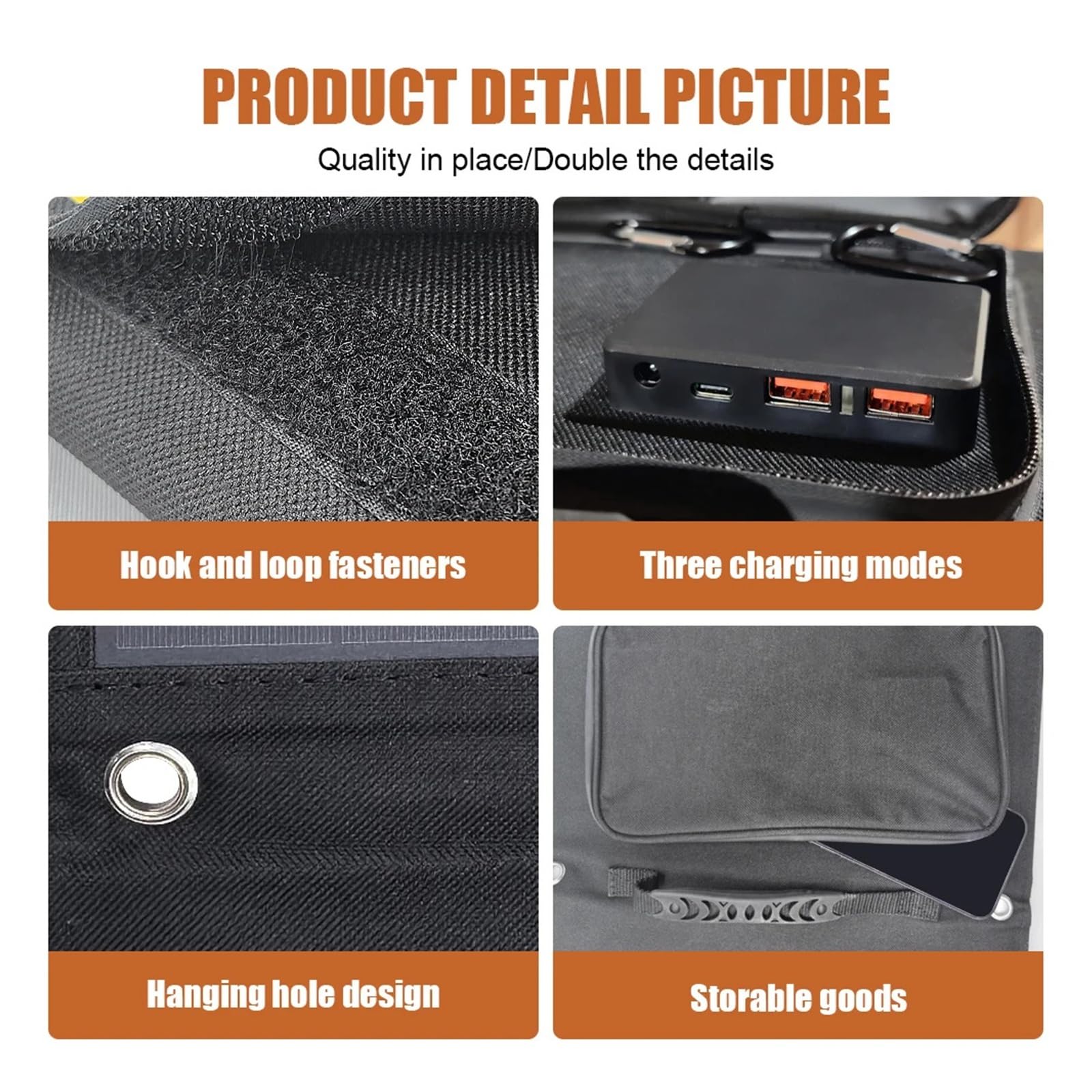 Cargador de placa de carga de silicio monocristalino portátil for exteriores plegable de 100W con panel solar cuádruple
