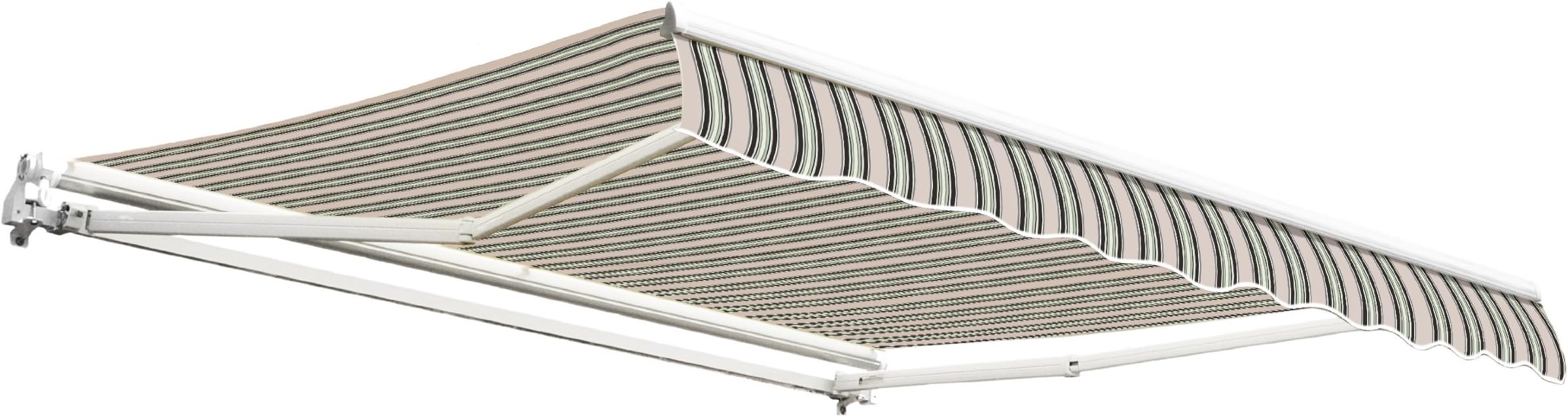 2.5m Patio Awning. Easy to Fitting Canopy Grey and White Stripe