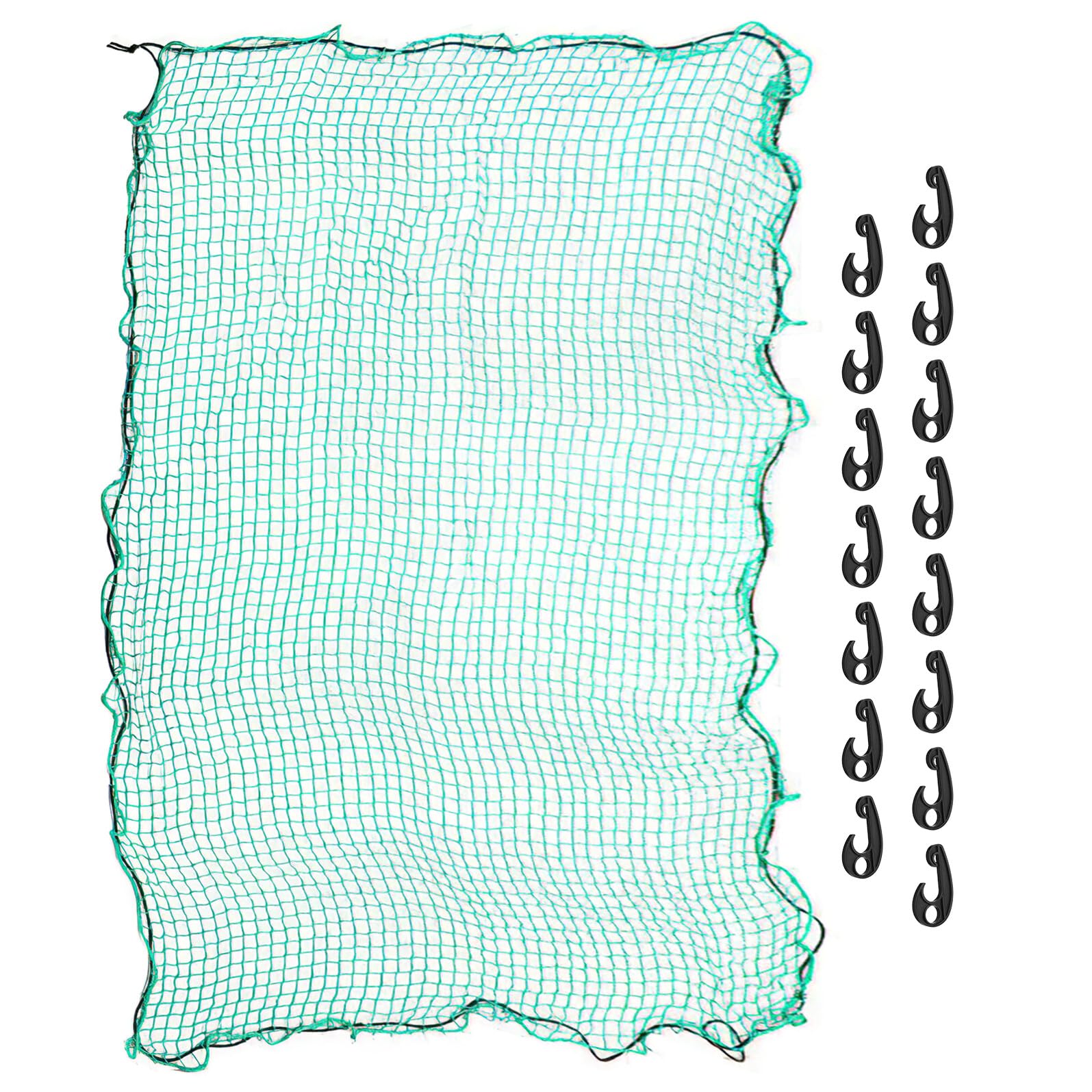 Anneome Rete da Carico in Nylon per Cassone di Camioncino Verde con Corde Elastiche e 15 Ganci, Rete Cargo Resistente per Camping e Trasporto Bagagli