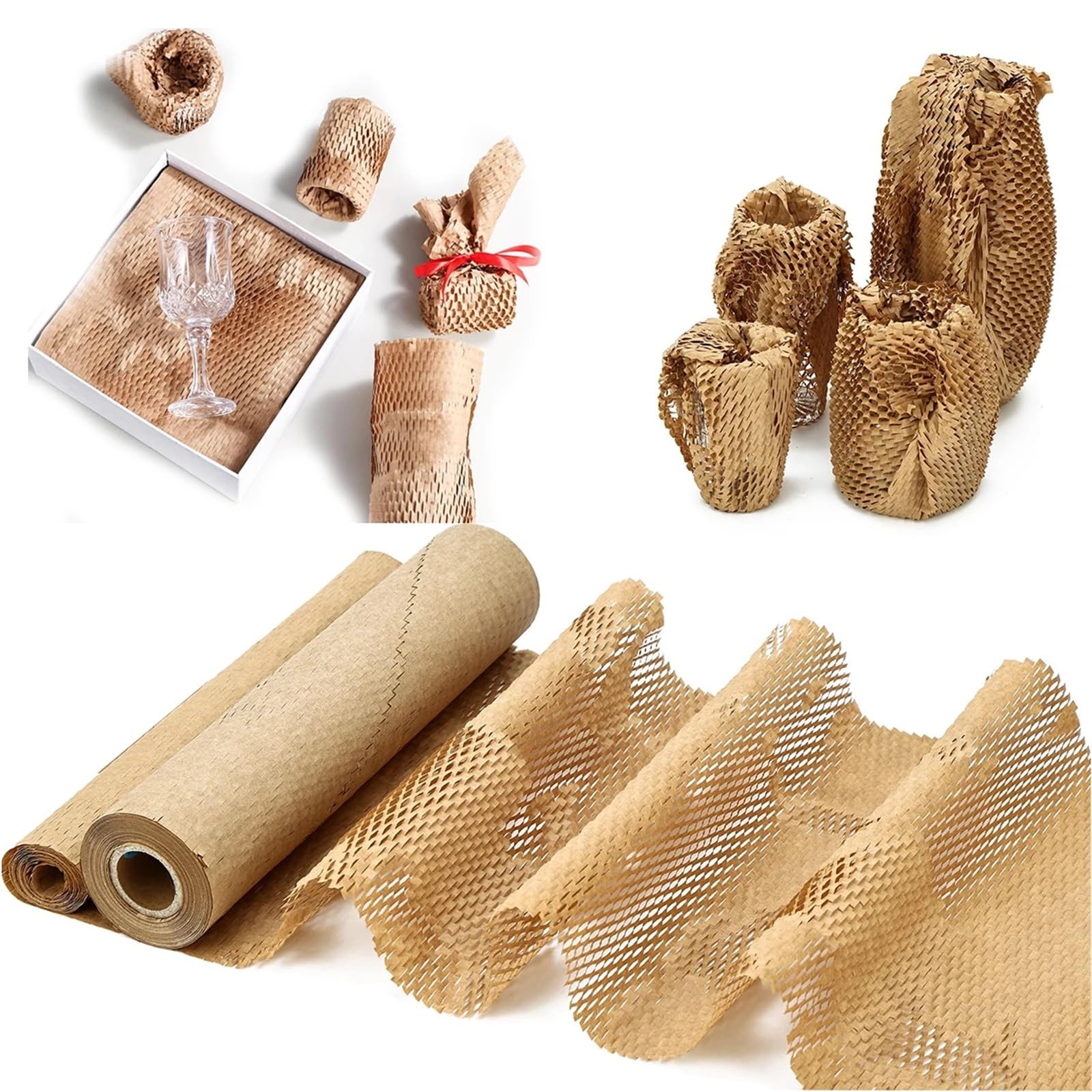 Papier pakowy o strukturze plastra miodu, Papier do pakowania w kształcie plastra miodu, brązowy, wiele rozmiarów(Brown 30x20m)