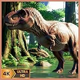 Adéntrate en la Jungla Jurásica: Videos de T-Rex y Sonidos Prehistóricos con Reloj y Clima.