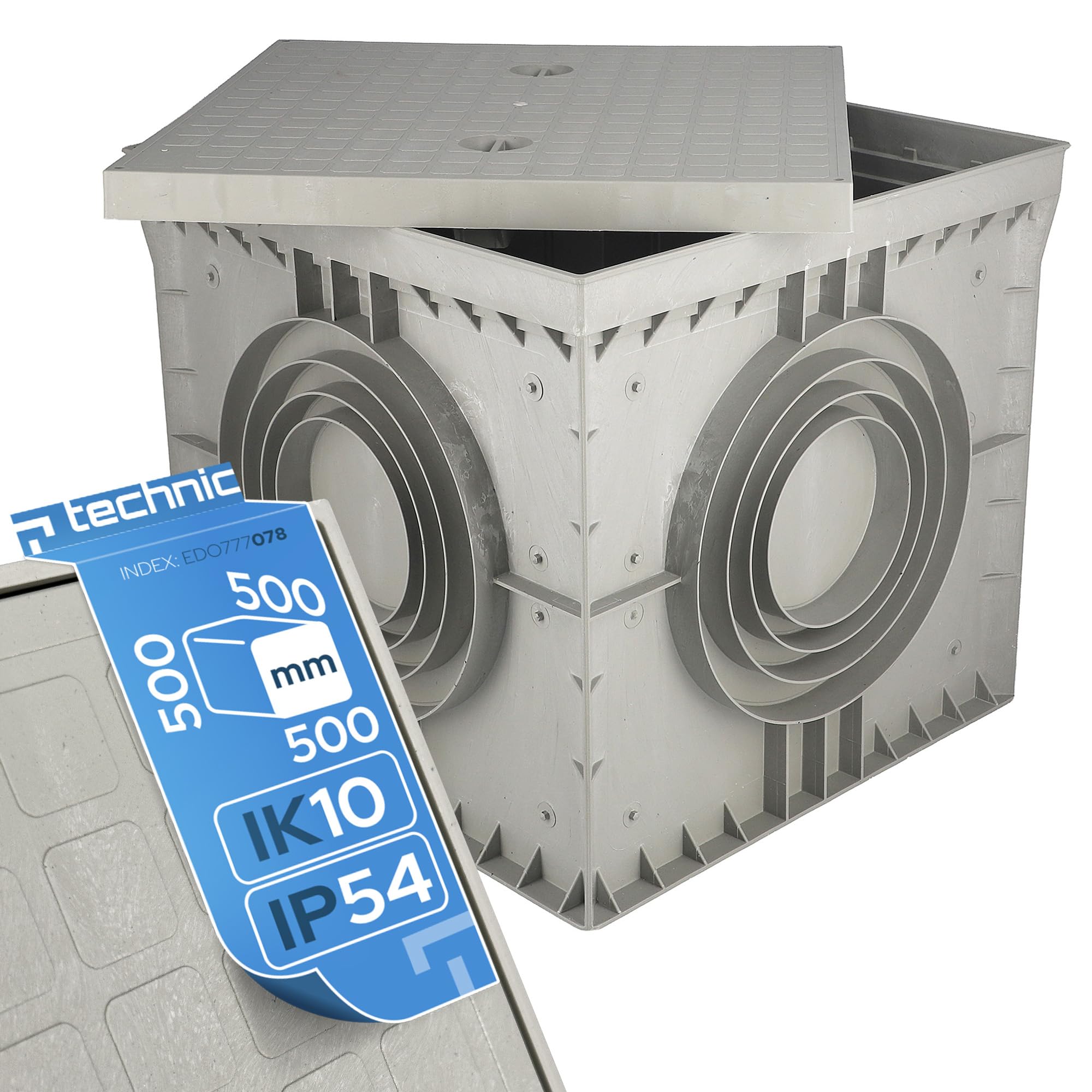 EDO Arqueta de registro 500x500x500 mm IP54 IK10 gris