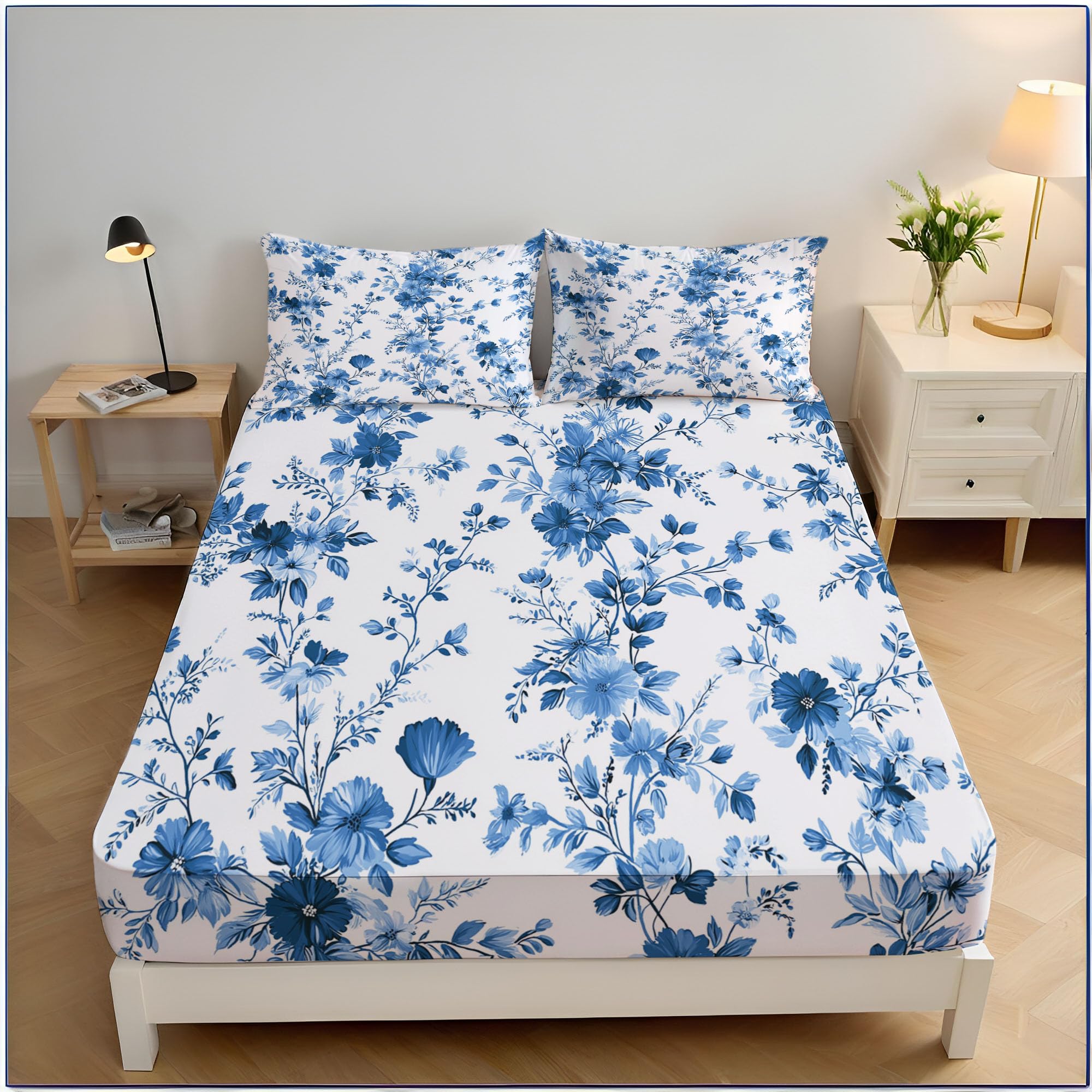 Drap housse pastoral 140x200cm, une ambiance de campagne anglaise dans votre chambre