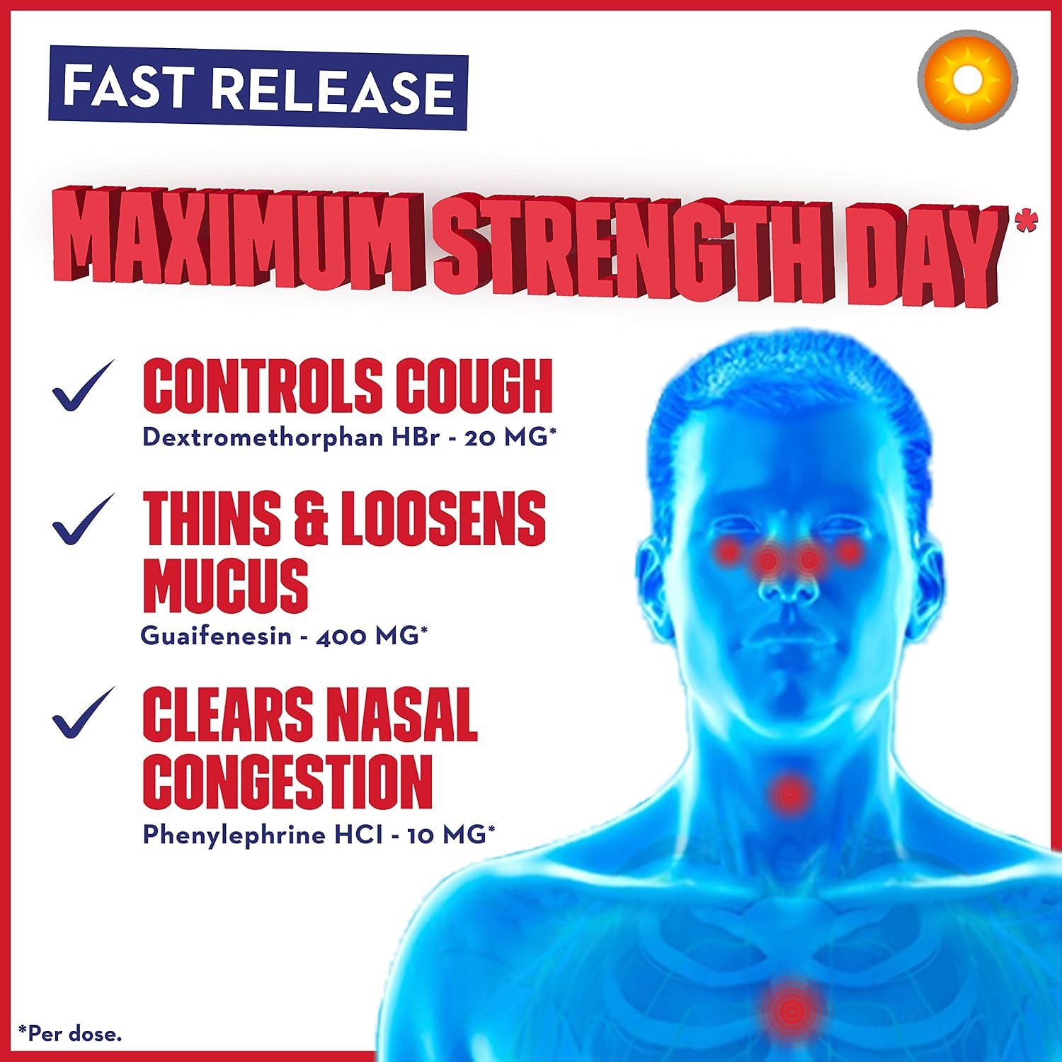 Mucinex Maximum Strength Fast-Max Caplets, Cold & Flu Multi Symptom Relief Caplets, 40 Count