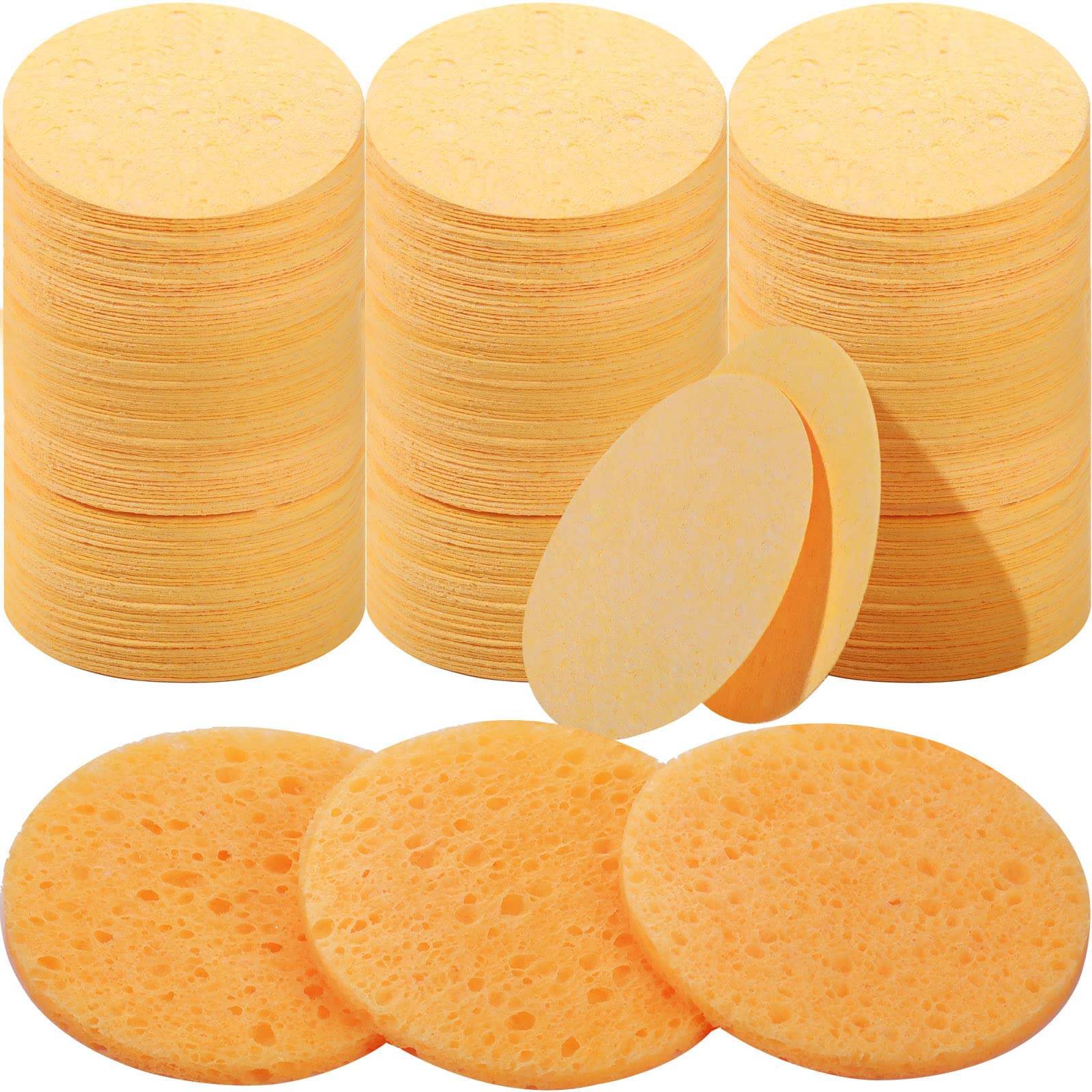 300 Count Compressed Facial Sponges Natural Face Sponges for Cleansing Disposable Facial Exfoliating Pads for Estheticians(Orange)