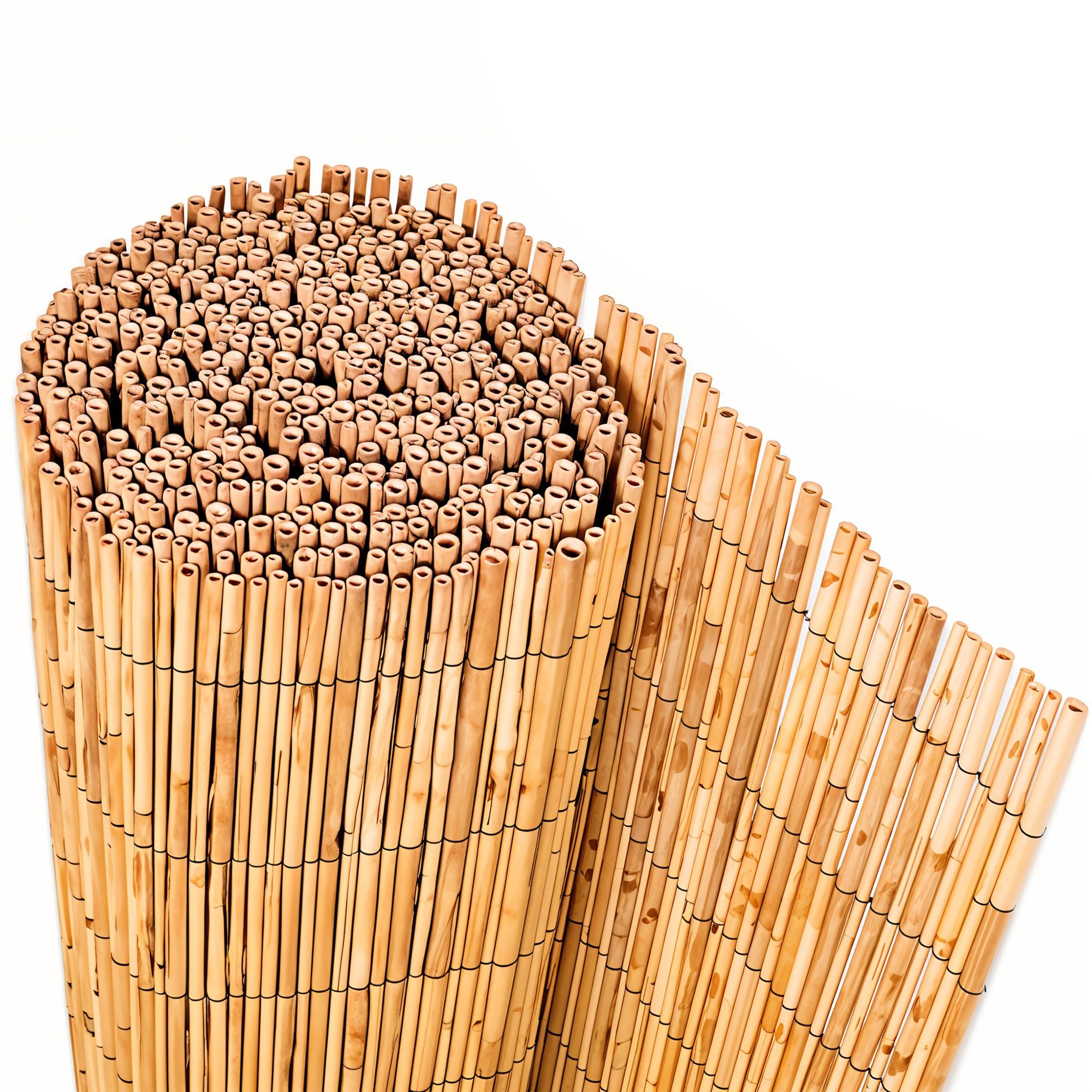 BLADO Reed Fence 1.2m x 3m - Natural Bamboo Privacy Screen, 8-10mm Thick Garden and Balcony Screening for Outdoor Wind and Sun Protection, Natural Roll Privacy Border Fence Panels for Outdoor Space