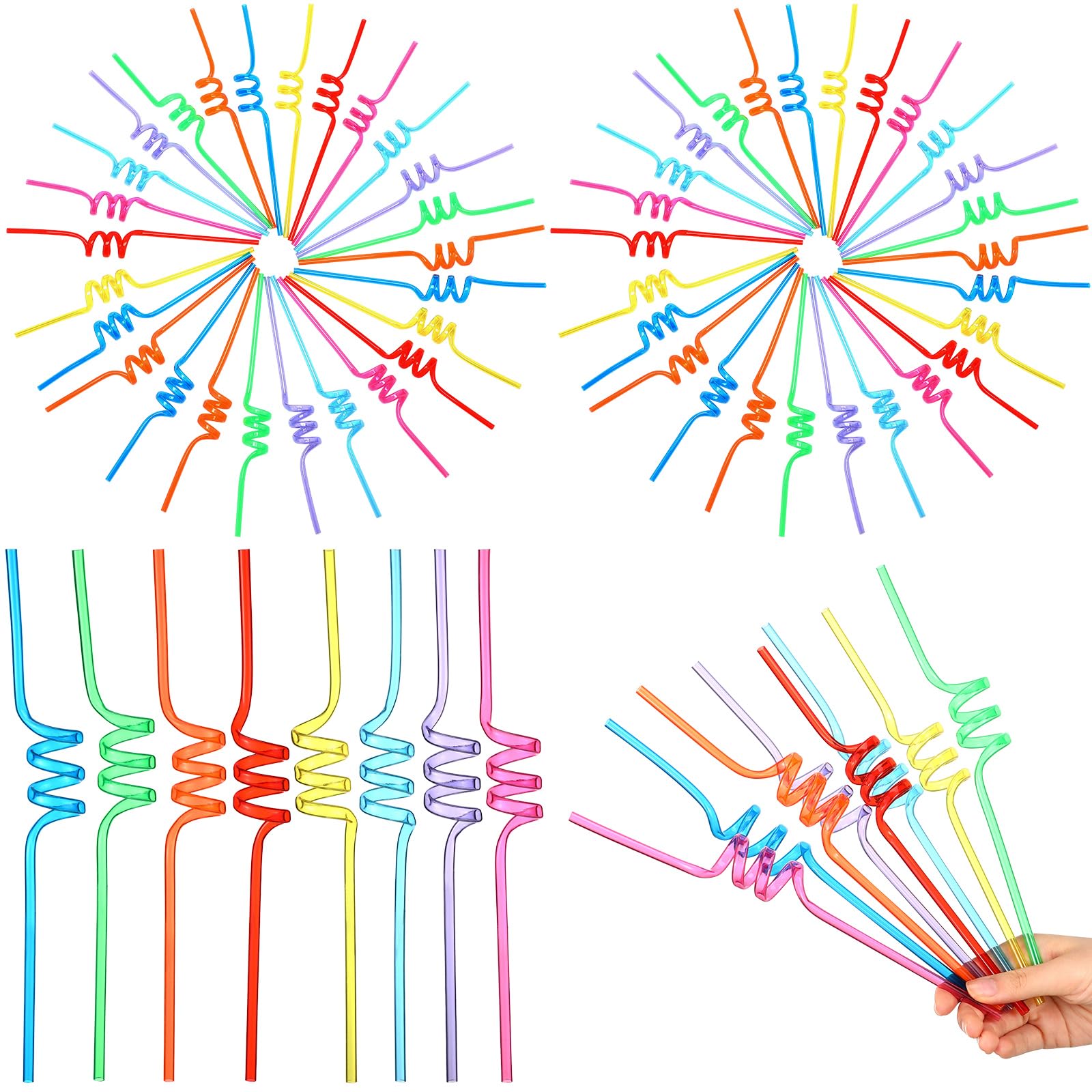 160 Pcs Straws Bulk Colorful Reusable Twisty Bendy Plastic Drinking Straws for Kids Family or Party Use,Adults Birthday Party Wedding Carnival Activities Cocktail
