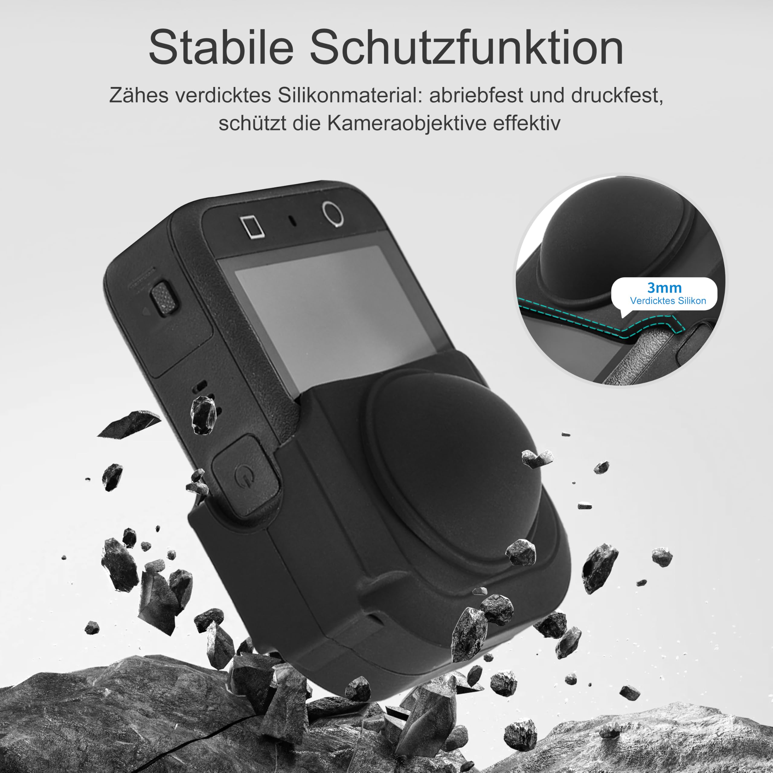FiTSTILL Zestaw ochronny do DJI OSMO 360 ekskluzywna folia ochronna na wyświetlacz z optycznie hartowanego szkła + osłona obiektywu + silikonowa osłona obiektywu OSMO 360 akcesoria