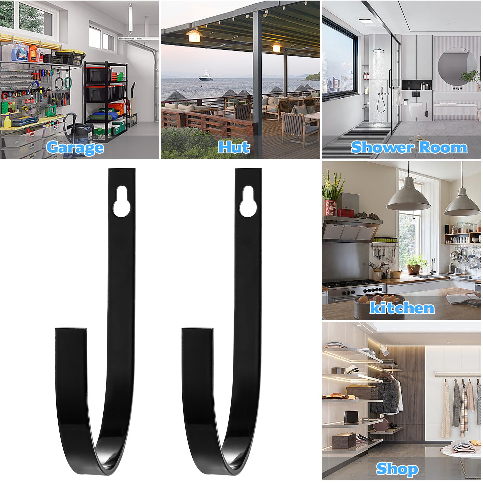 2 Ganci Da Parete Per Garage In Ferro - Porta Bici, Attrezzi O Sedie - Capacità 90 Kg, Con Protezione In PVC - 140 Mm - Foto 11