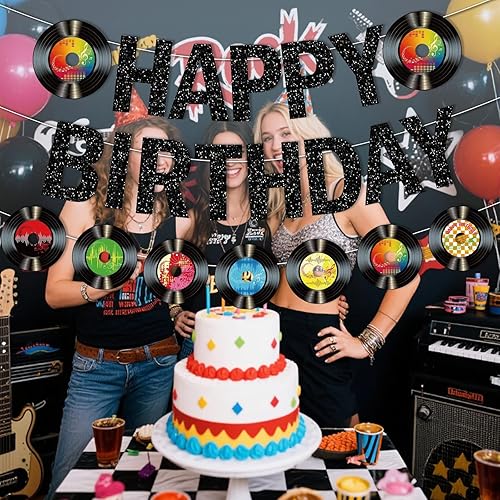 Miniatura 3 de Decoraciones de fiesta temática de rock and roll, decoraciones de fiesta con temática de música de los años 70, 50, 60, retro de los años 50,