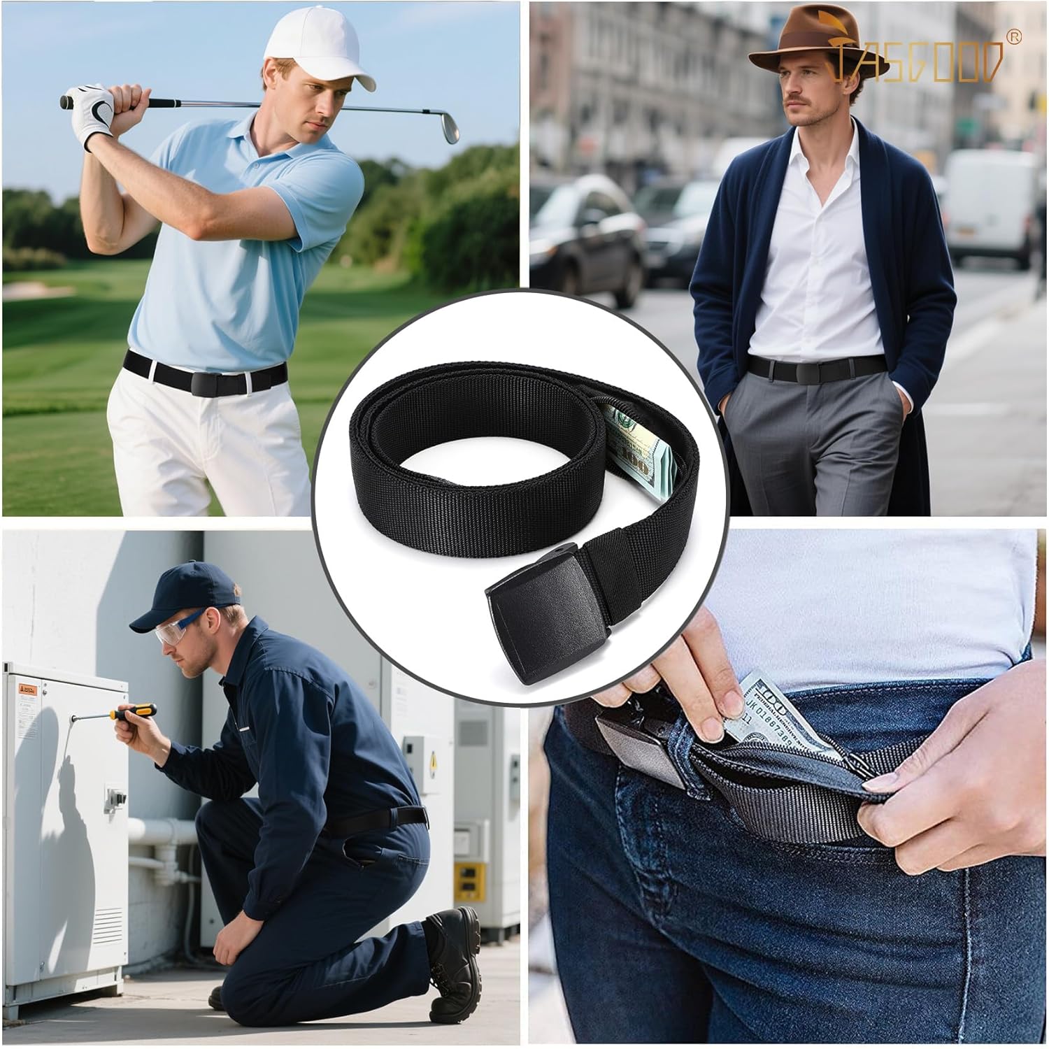 Travel Security Money Belt with Hidden Money Pocket - Cashsafe Anti-Theft Wallet Unisex Nickel free Nylon Belt by JASGOOD - Image 6