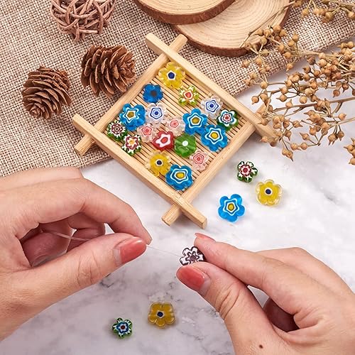 Miniatura 3 de Kissitty 5 hebras hechas a mano Millefiori Lampwork cuentas de vidrio de 10  0.472 x 0.157 in, 16 pulgadas, color mixto para hacer joyas de