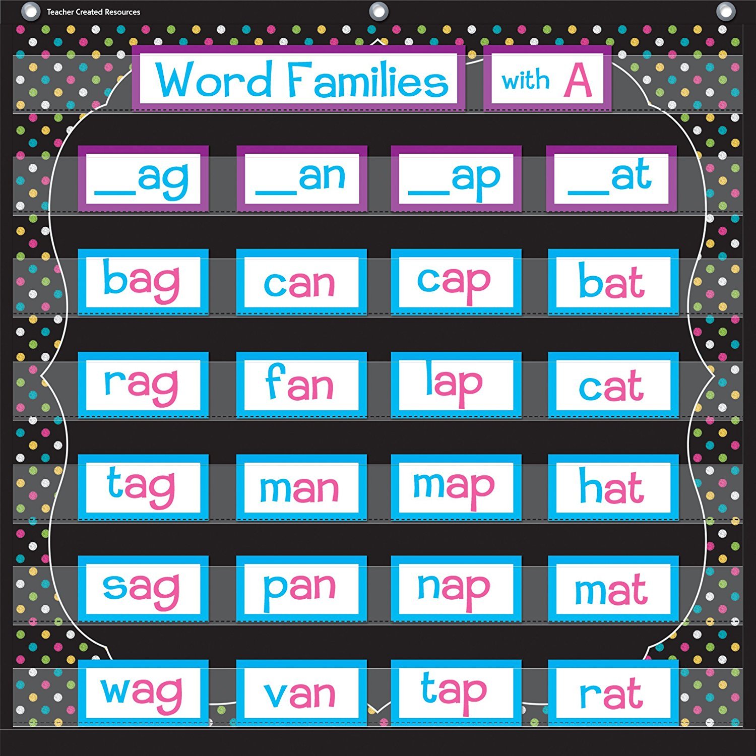 Teacher Created Resources Chalkboard Brights 7 Pocket Chart (20742), 28 x 28 in