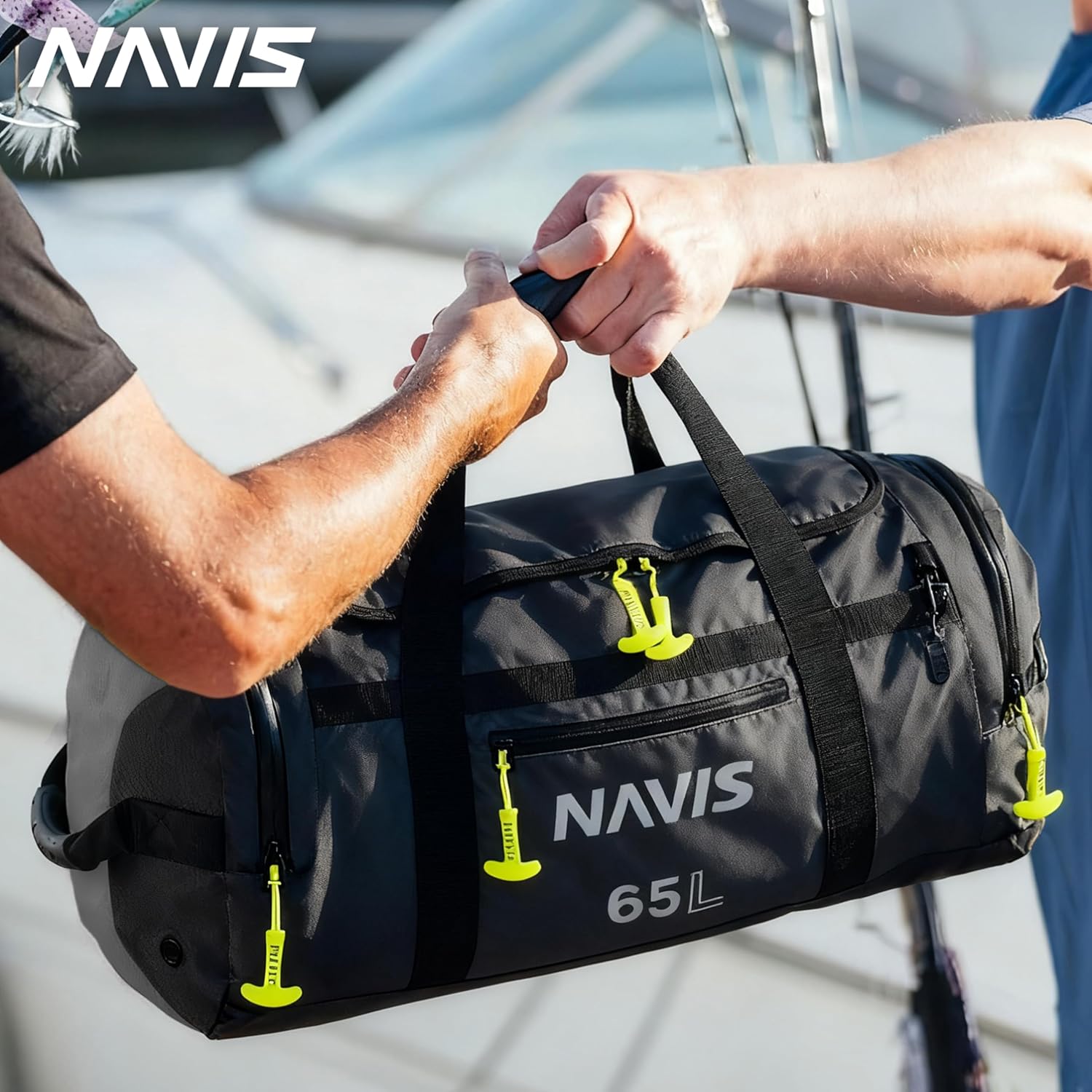 Sailing Duffel – High-Capacity Waterproof Dry Bag for Watersports and Fishing(Black Grey,65L)