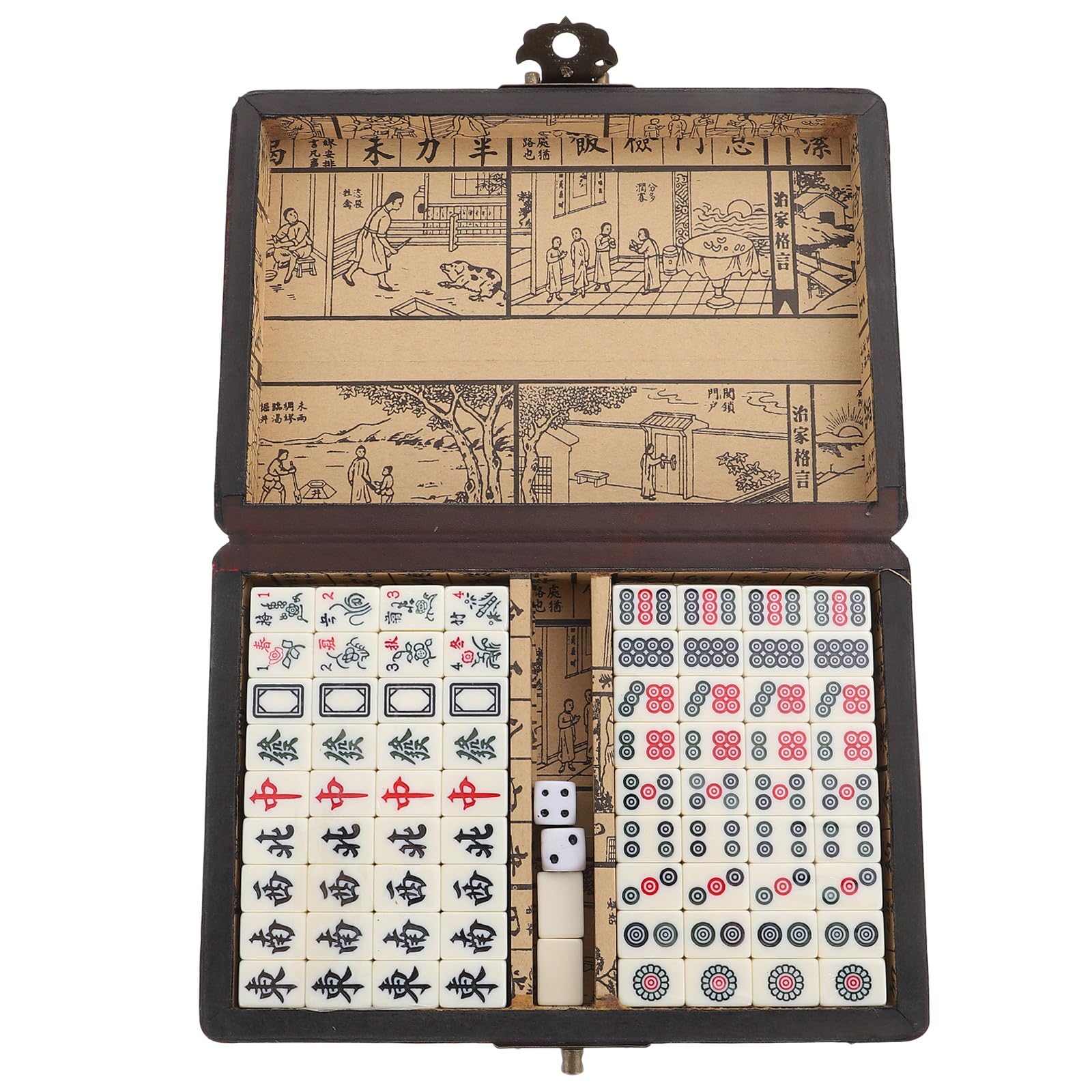 Tragbares Mahjong Satz und Papier mit Tragbarer Kasten Leichtes Fliesen Mahjong Satz für Zuhause und Unterhaltung Traditionelles Chinesisches Spiel