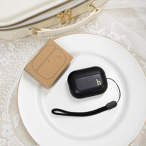 Miniatura 4 de COLLECTIVE HOME - Funda negra para AirPods Pro de 1 y 2 generación, diseño de letra personalizado, elegante y seguro con cordón, material de TPU
