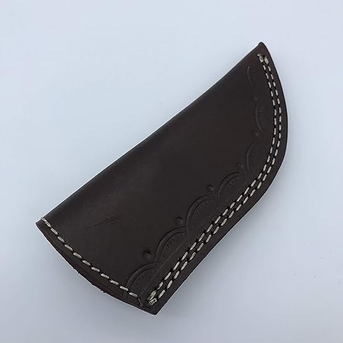 Miniatura 5 de Funda de cuero hecha a mano marrón de 5 "para cuchillo de 6 "- 7"