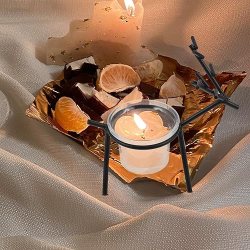 Miniatura 9 de EXCEART Juego de 2 candelabros de ciervo de hierro negro y vidrio para decoración del hogar, boda, Navidad, centro de mesa, pilar votivo, portavelas