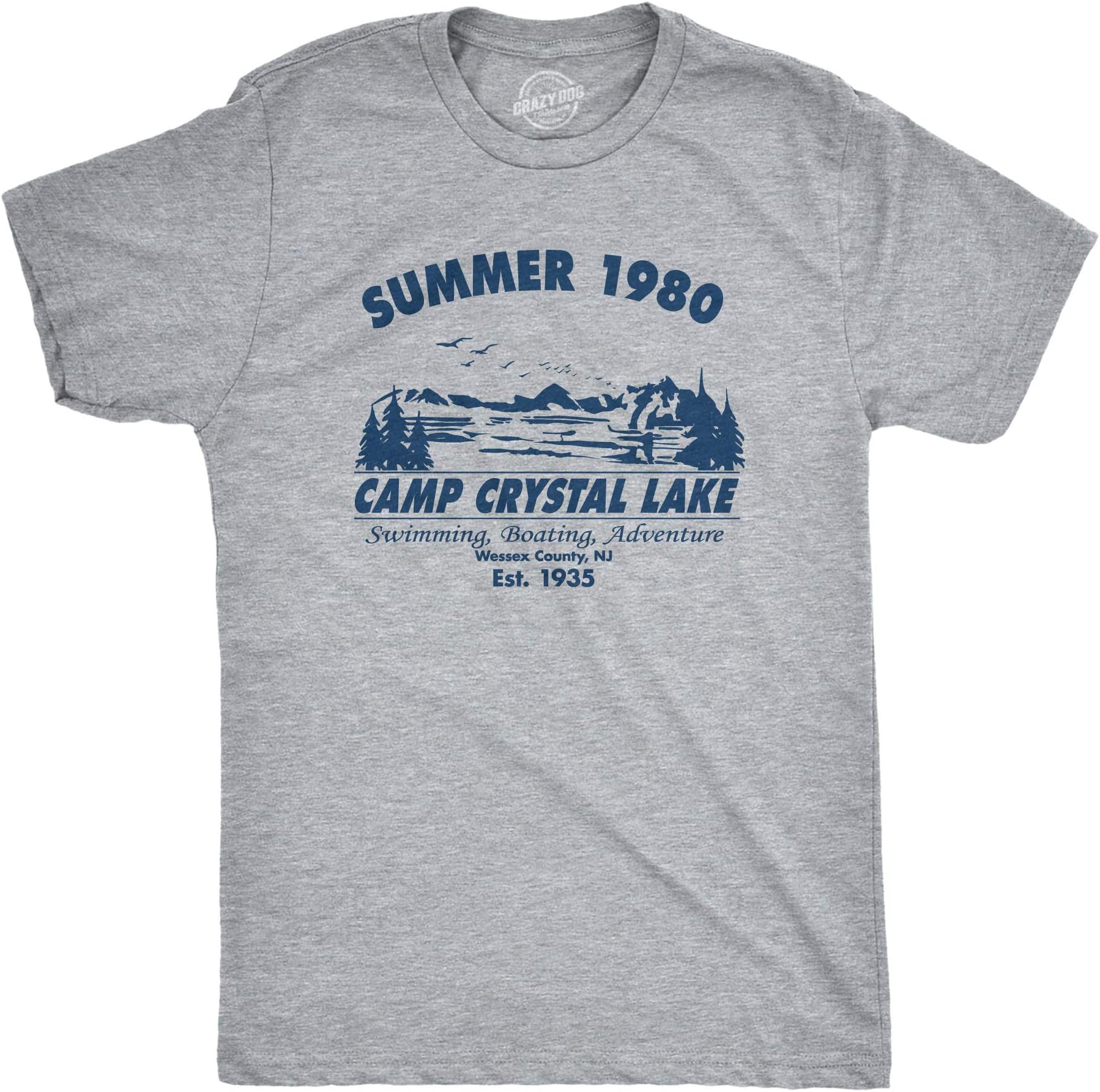 Mens Summer 1980 Mens Funny T Shirts Camping Shirt Vintage Horror Novelty Tees