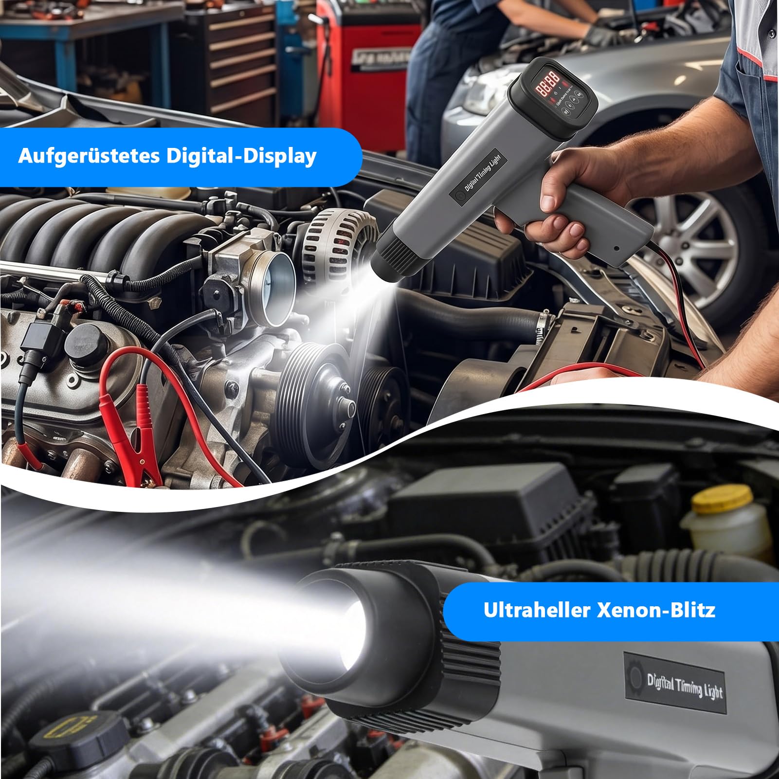 Lampada digitale con funzione flash induttiva, 12 V, per auto, moto e barca