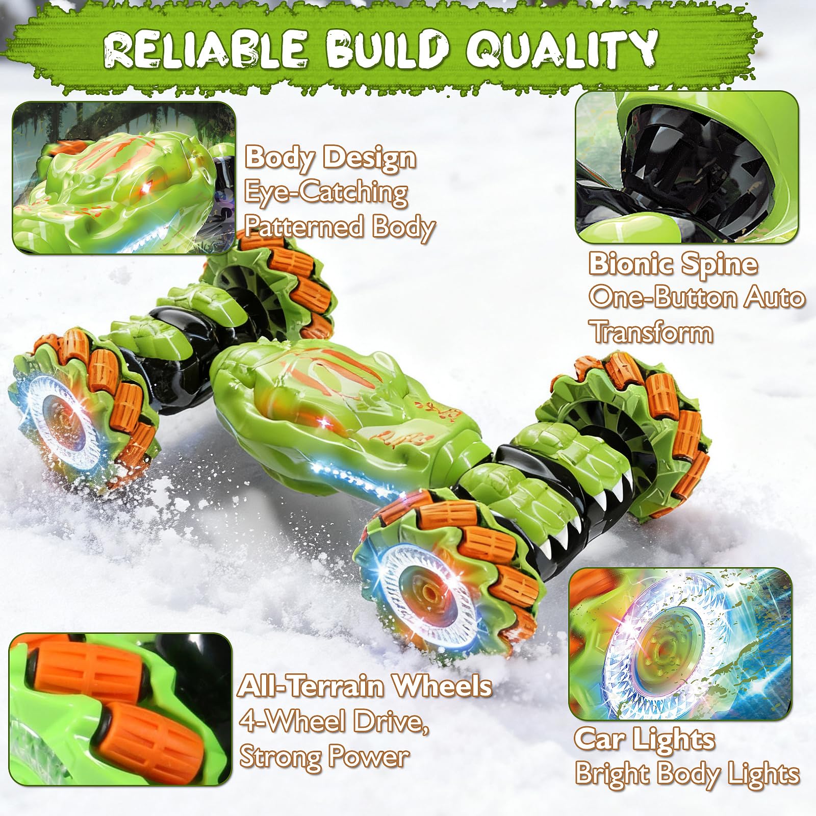 Gesture Sensing RC Stunt Car - Birthday for Boys, 6 7 8-12 13 14+ Year Old, 360 Rotating 4WD Twist Toys, Hand Controlled & Remote Control, with Light & Music