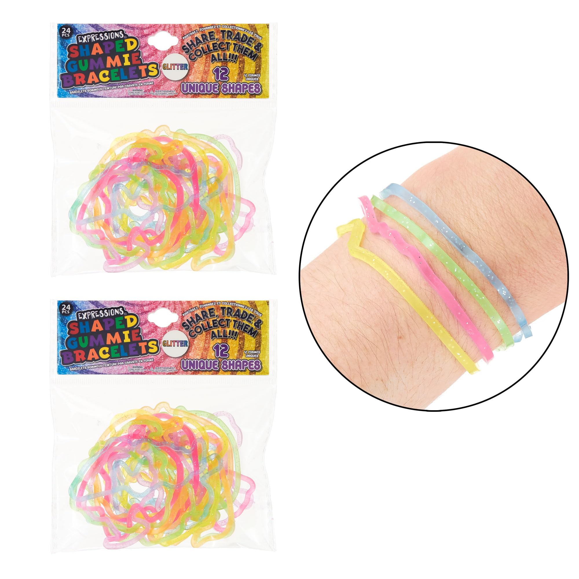 Baker Ross Gummy Bracelets - Pack Of 40 Silicone Wristbands For Kids Party Favors & Friendship Gifts-595645