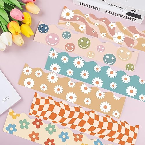 Miniatura 4 de Tablero de anuncios bohemio de 89.6 pies, diseño de los años 70, decoración retro para tablón de anuncios para aula, escuela, oficina, decoración de