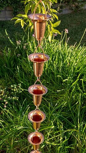 Miniatura 3 de Stanwood Rain Chain Cadena de lluvia de cobre en forma de campanataza, 8 pies