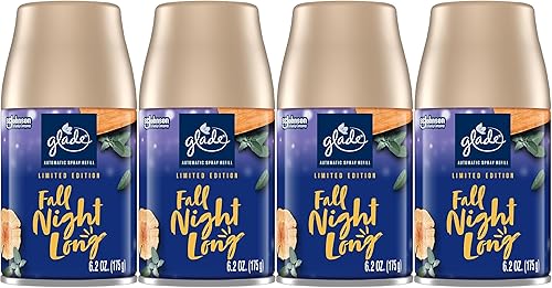 Glade Automatic Spray Refill, Air Freshener for Home and Bathroom, Fall Night Long, 6.2 Oz, 4 Count