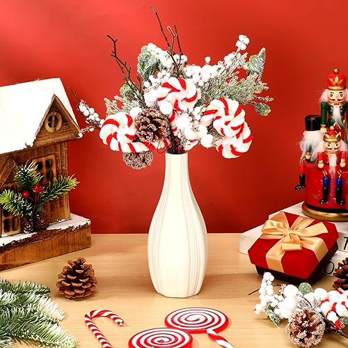 Miniatura 3 de 12 piezas de púas artificiales de Navidad, tallos de bayas, cono de pino para manualidades, corona de flores de Navidad, tallos de árbol falso,