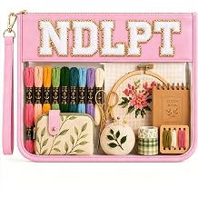 Sokfone Needlepoint Project Bag Embroidery Storage Organizer, Portable Sewing Project Bag for Quilting Crochet Knitting Supplies for Needlepoint, Thread, Fabric & Craft AccessoriesPink