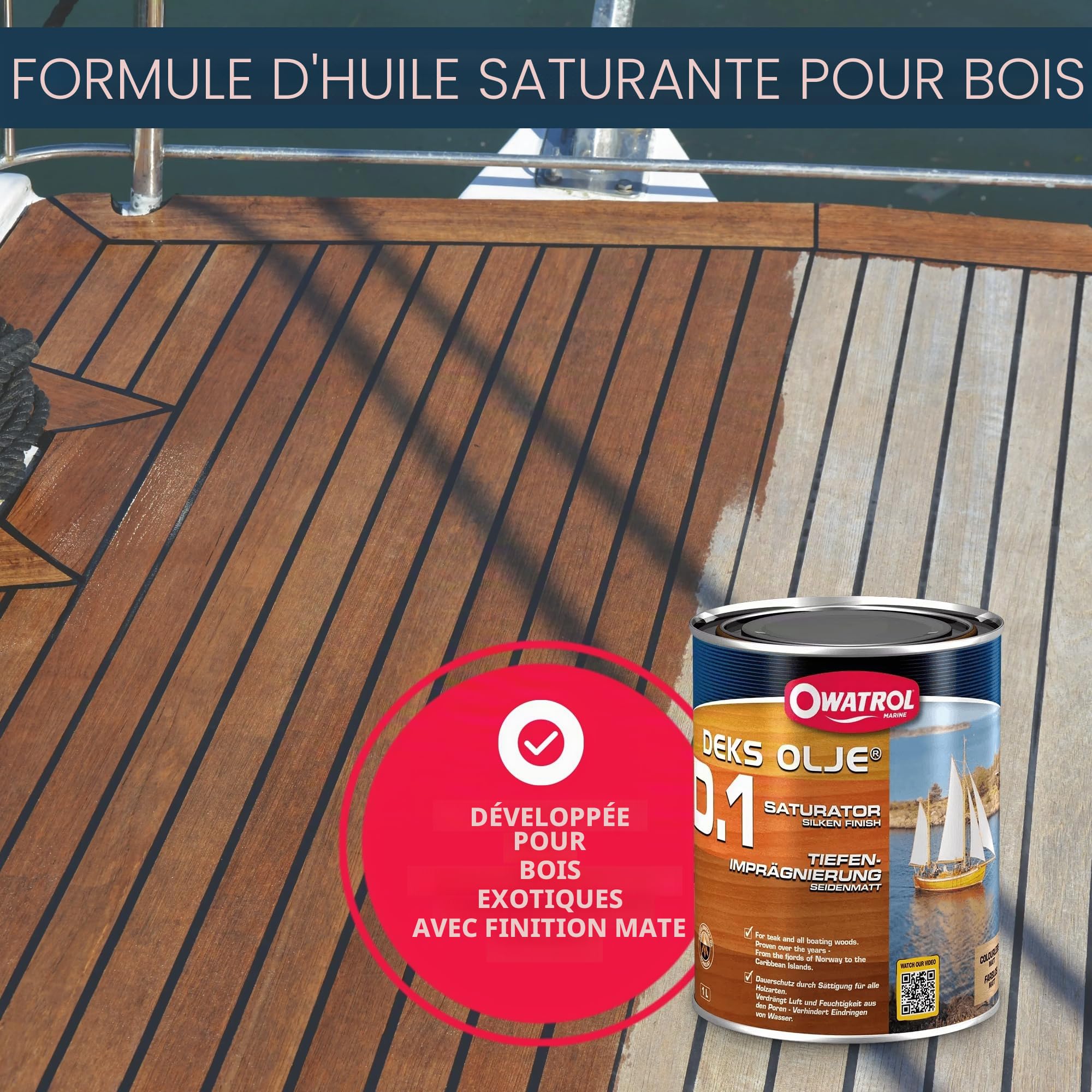 OWATROL DEKS OLJE D.1 Saturateur Bois Extérieur Teck Ipé Acajou 1L