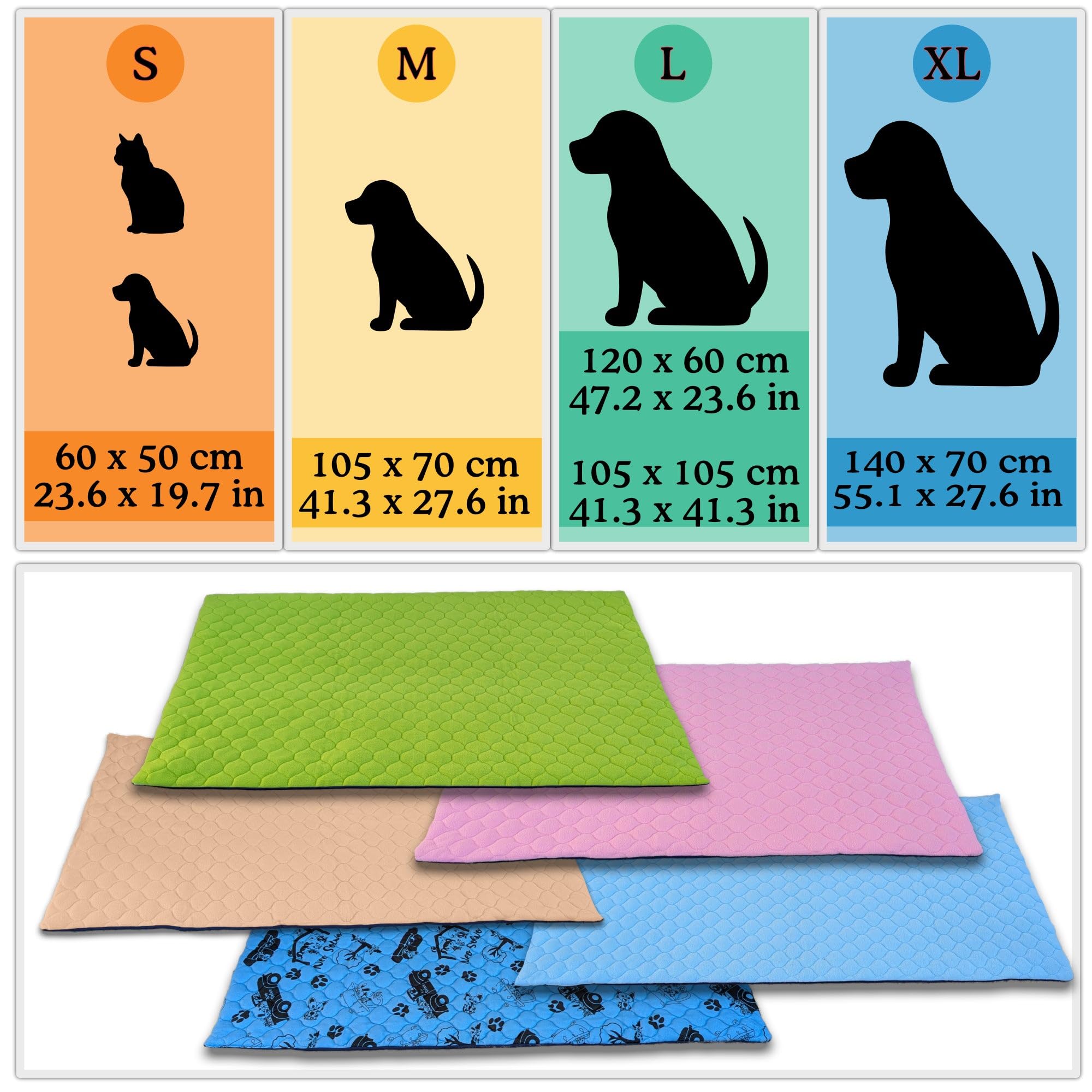 Tappetino impermeabile per cani - Facile da lavare e trasportare | 105 cm x 105 cm - Blu - Comodo - Lavabile in lavatrice - Protegge tutte le superfici - Adatto ai gatti