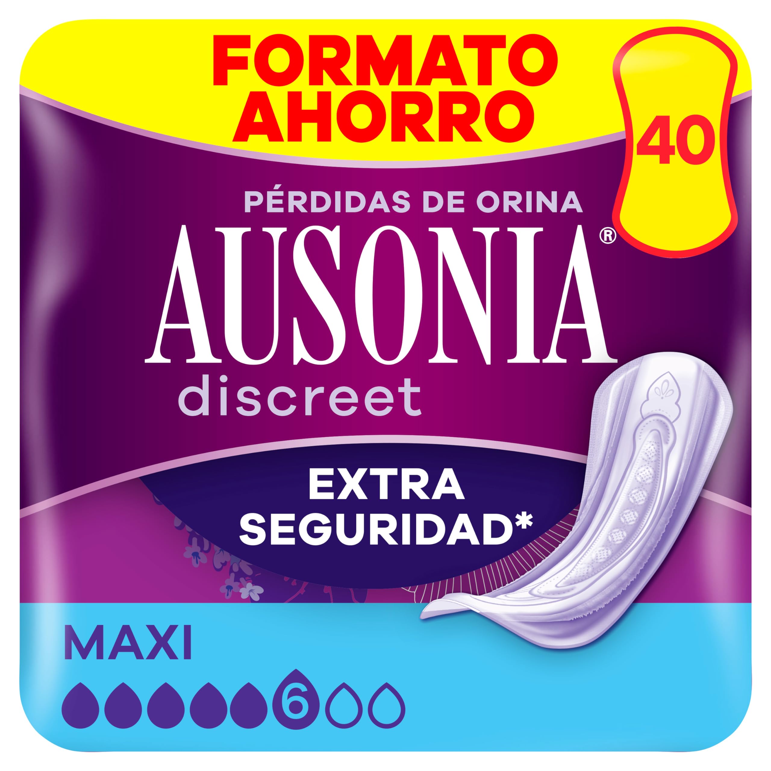 Ausonia Discreet Compresas Maxi, Pack de 40, Para Pérdidas De Orina Para Mujer, Extra Segura Y Discreta