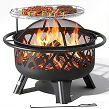 BALI OUTDOORS Outdoor Fire Pit for Wood, Portable Fire Pits for Outside Wood Burning, Patio Firepits for Outside with Grill, Spark Screens