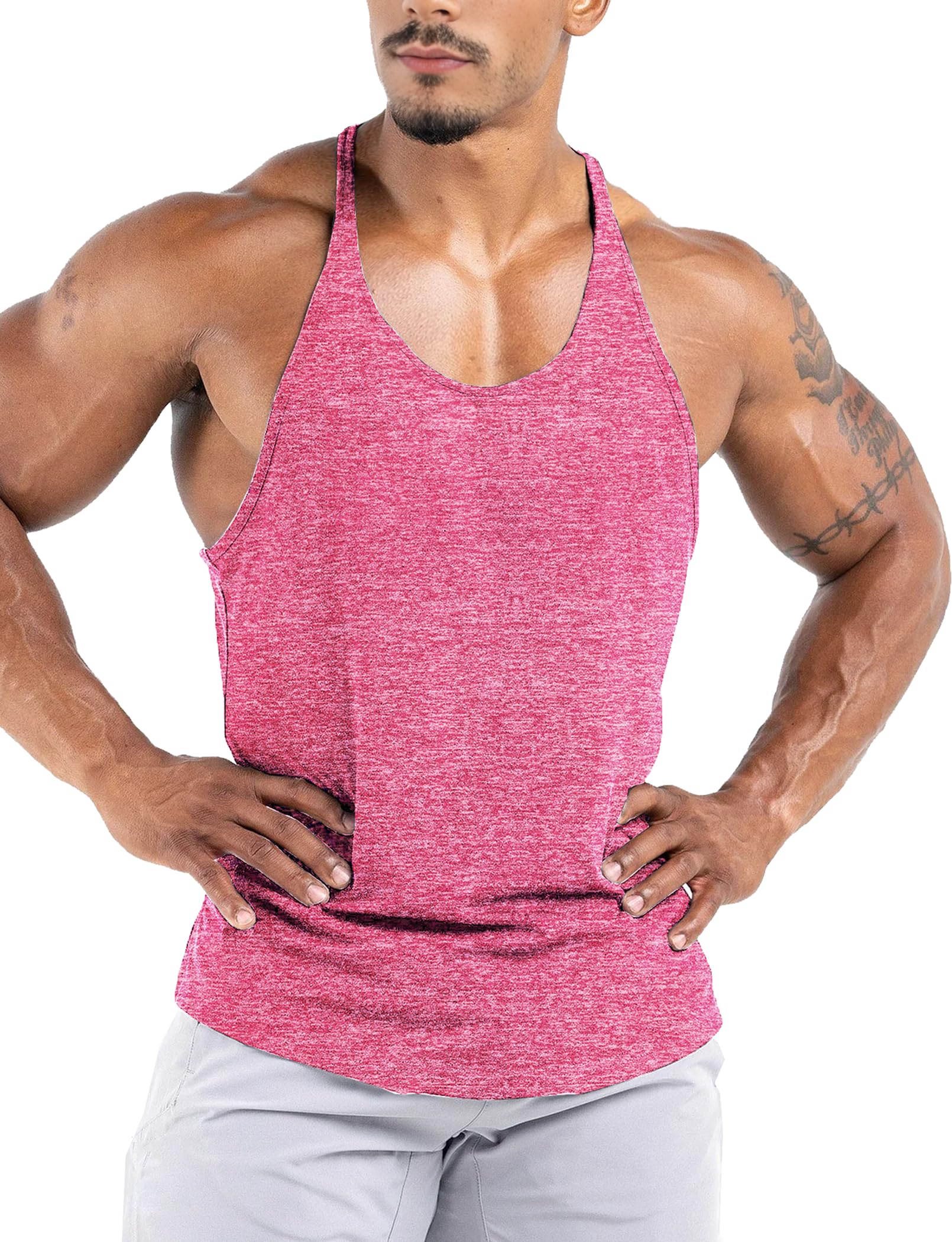 Lehmanlin Herren Sport Stringer Tanktop,Y-Rücken Gym Fitness Trägershirt, Bodybuilding Muskelshirt Männer Quick Dry