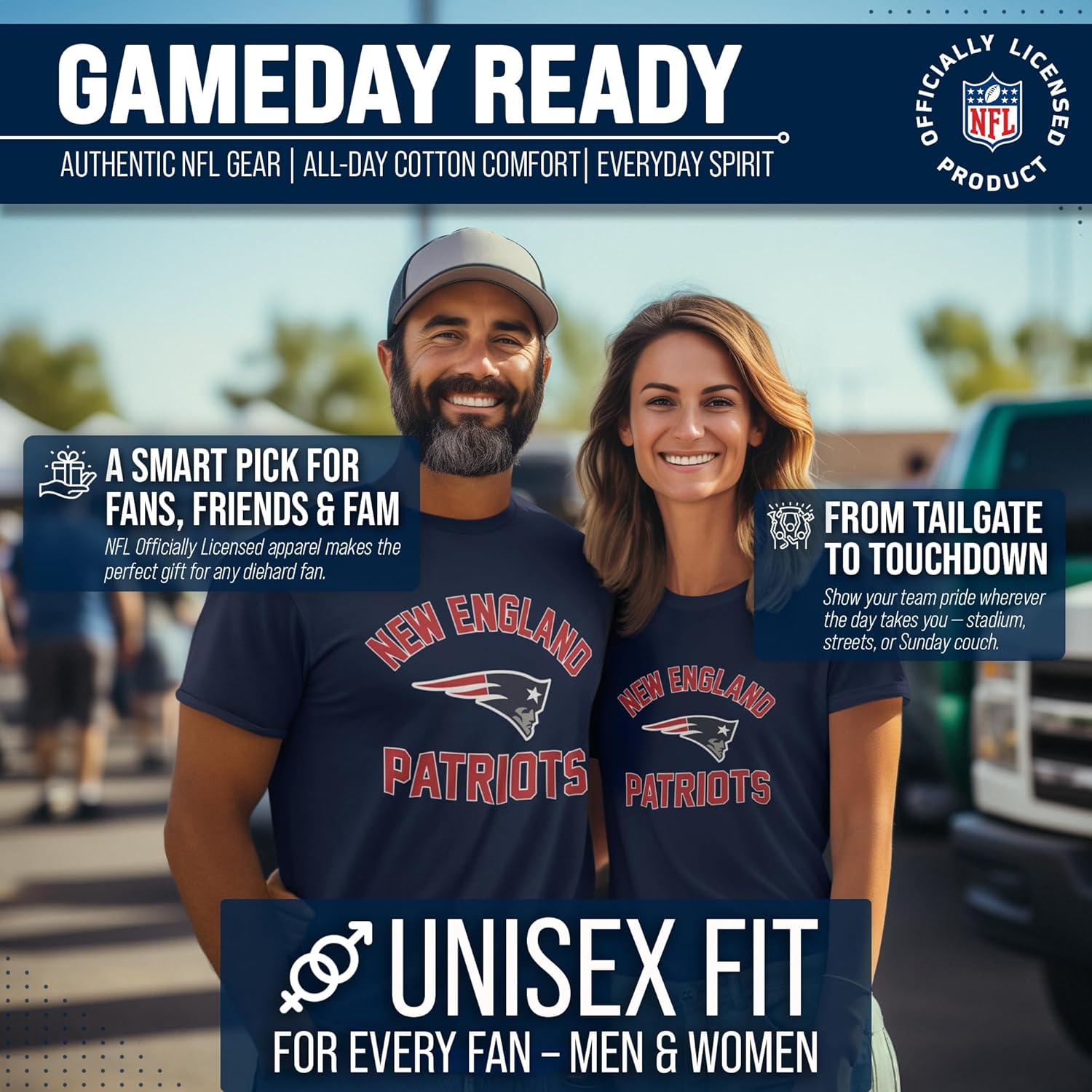 Team Fan Apparel NFL Adult Gameday T-Shirt - Cotton Blend - Tagless - Semi-Fitted - Unleash Your Team Spirit During Game Day