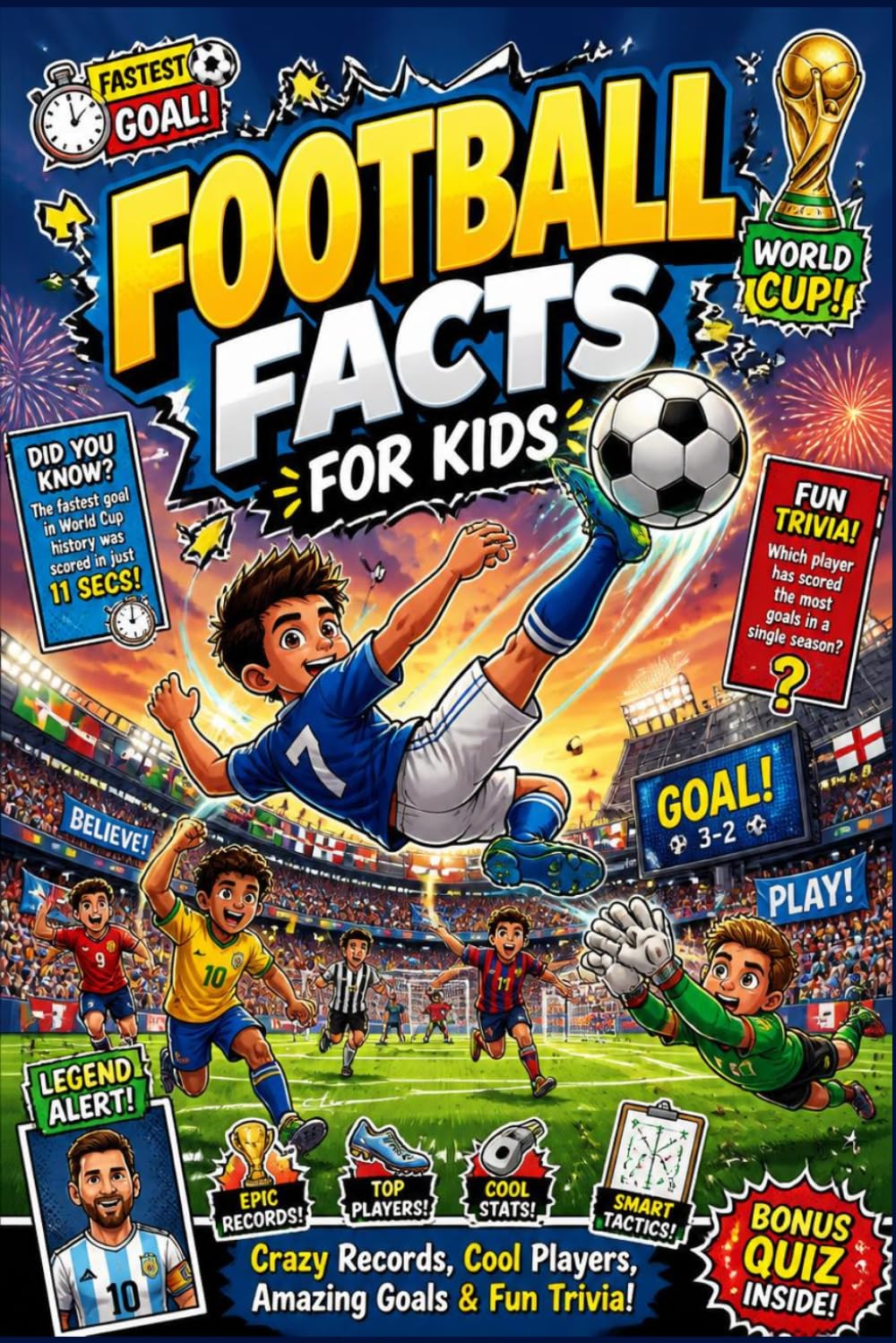 Football Facts For Kids: Incredible Soccer Facts, Famous Players, Stadiums, Rules, Records & Fun Sports Trivia for Young Fans