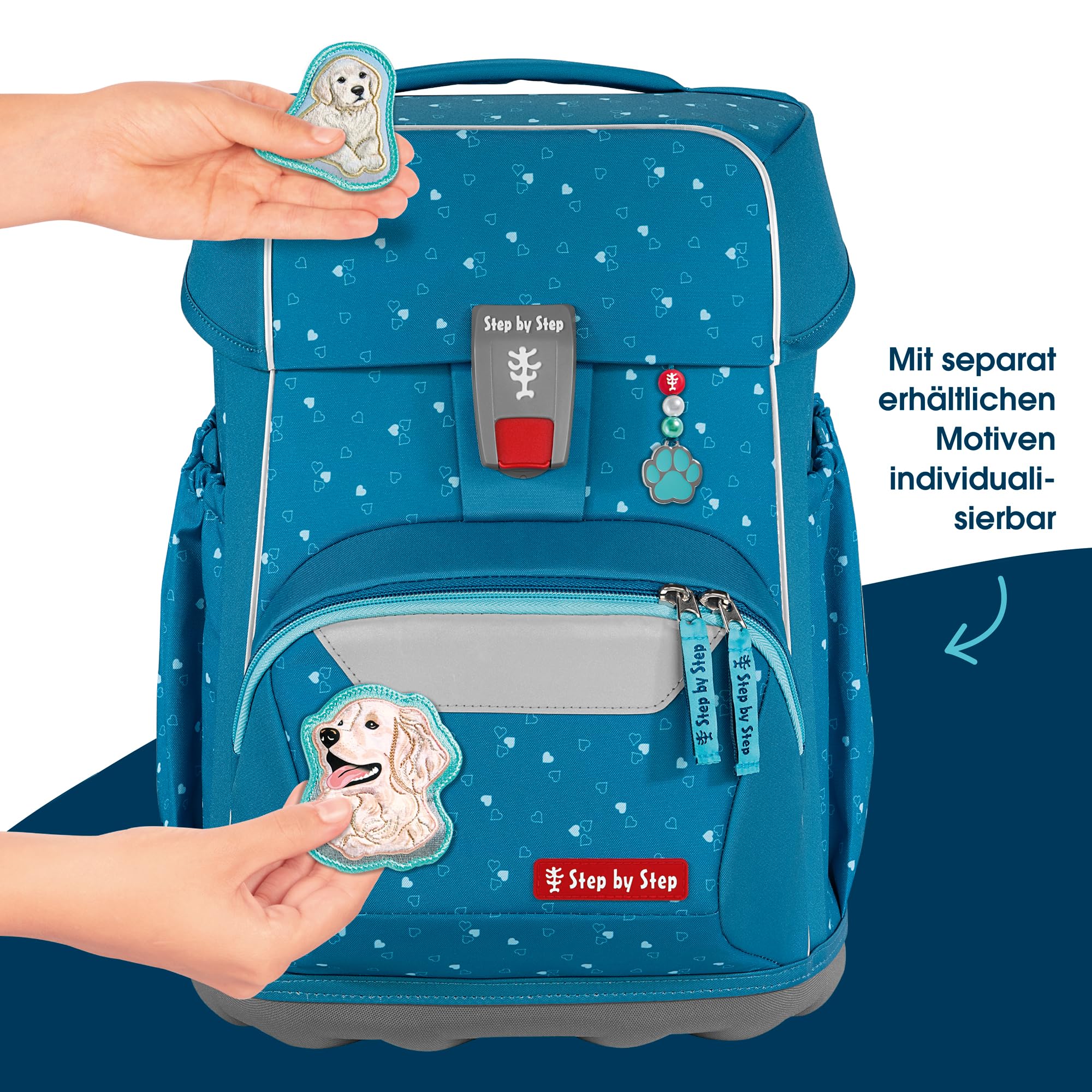 Step by Step Basis Schulranzen-Set 4-teilig Blue Hearts