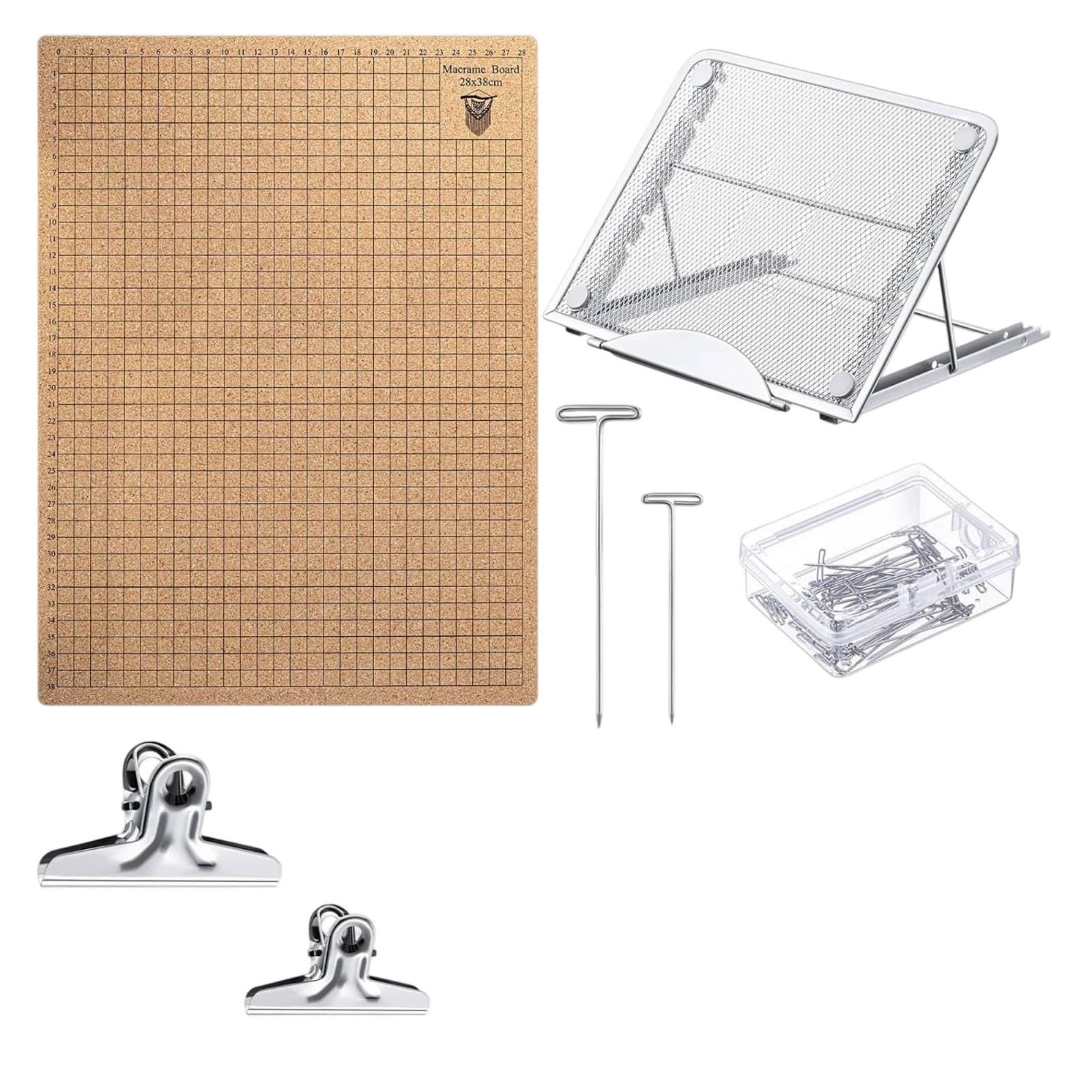HHRJNUST Tablero Macrame con Base Metálica Regulable y Corcho Doble con Marcas Cuadrícula para Crear Nudos Pulseras y Cuerdas Tejidas Acuado para Principiantes y Expertos Manualidas , Estilo B