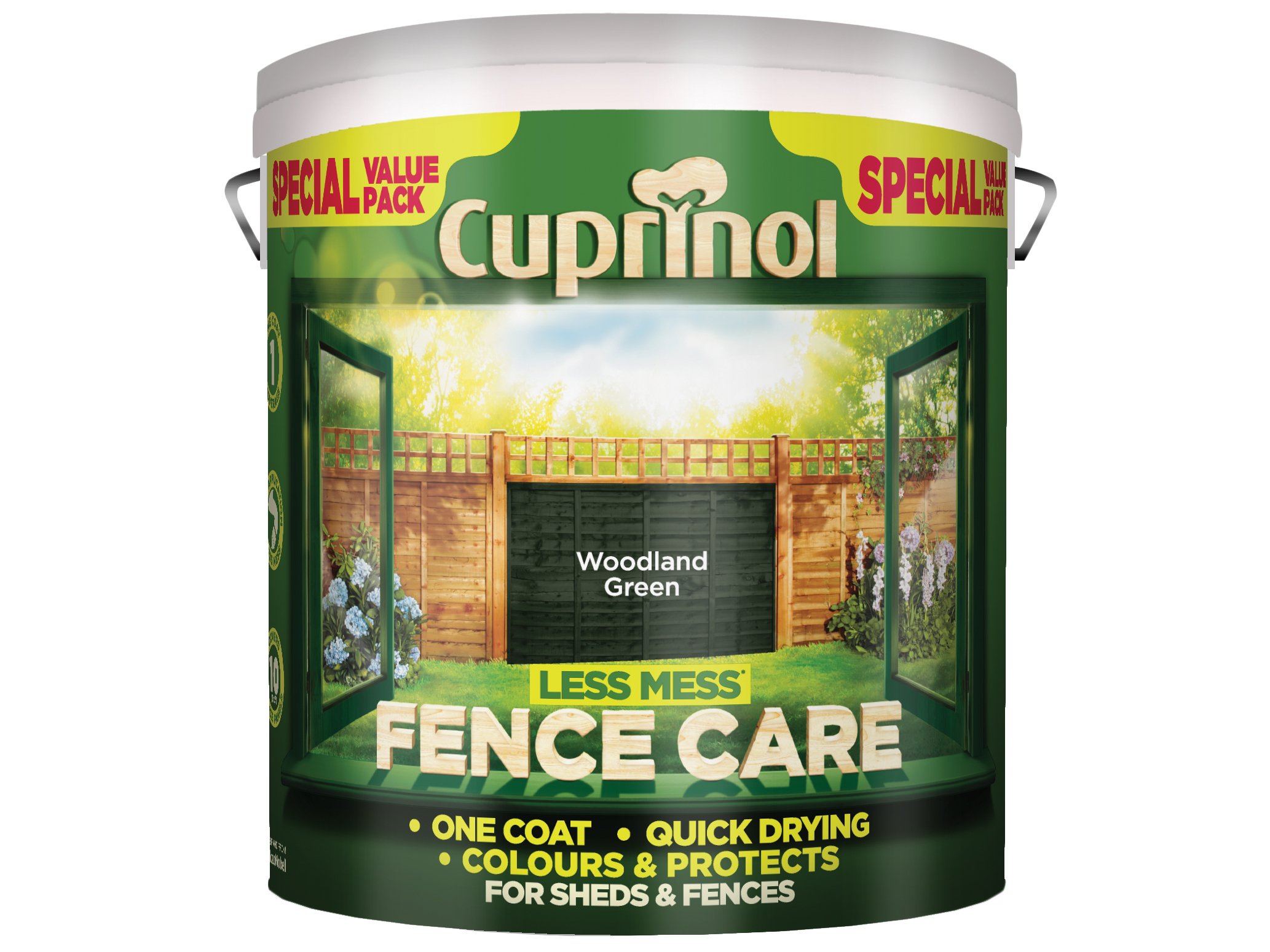 Cuprinol LMFCWG6L Less Mess Fence Care Woodland Green 6 Litre, 6l