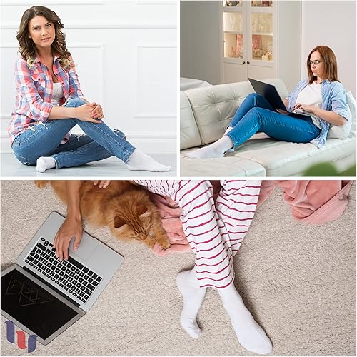 Miniatura 4 de Hugh Ugoli Calcetines altos de bambú para diabéticos para mujer, suaves, anchos y elásticos, con puntera sin costuras y parte superior sin ataduras,