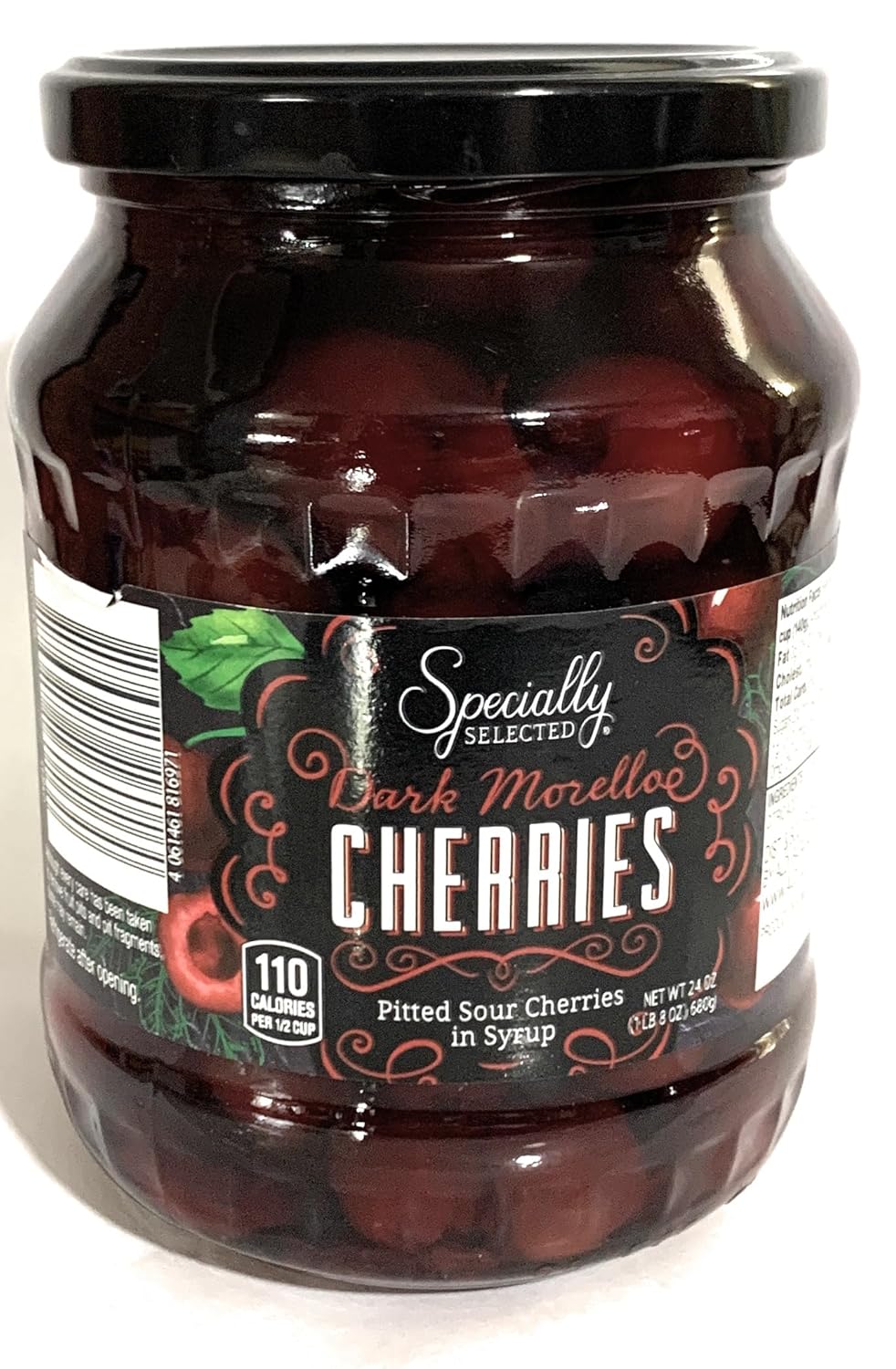 Specially Selected Dark Morello Pitted Sour Cherries, Large 24 oz Jars, (2) Pack
