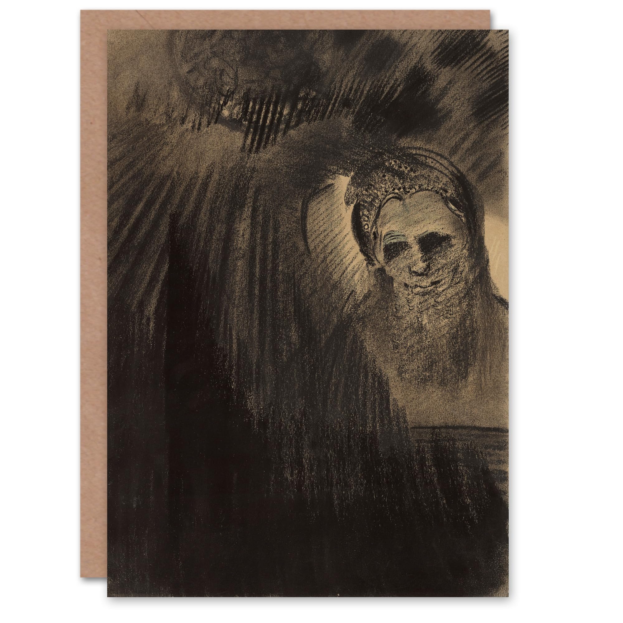 Artery8 Odilon Redon Art Card Apparition Eerie Charcoal Painting