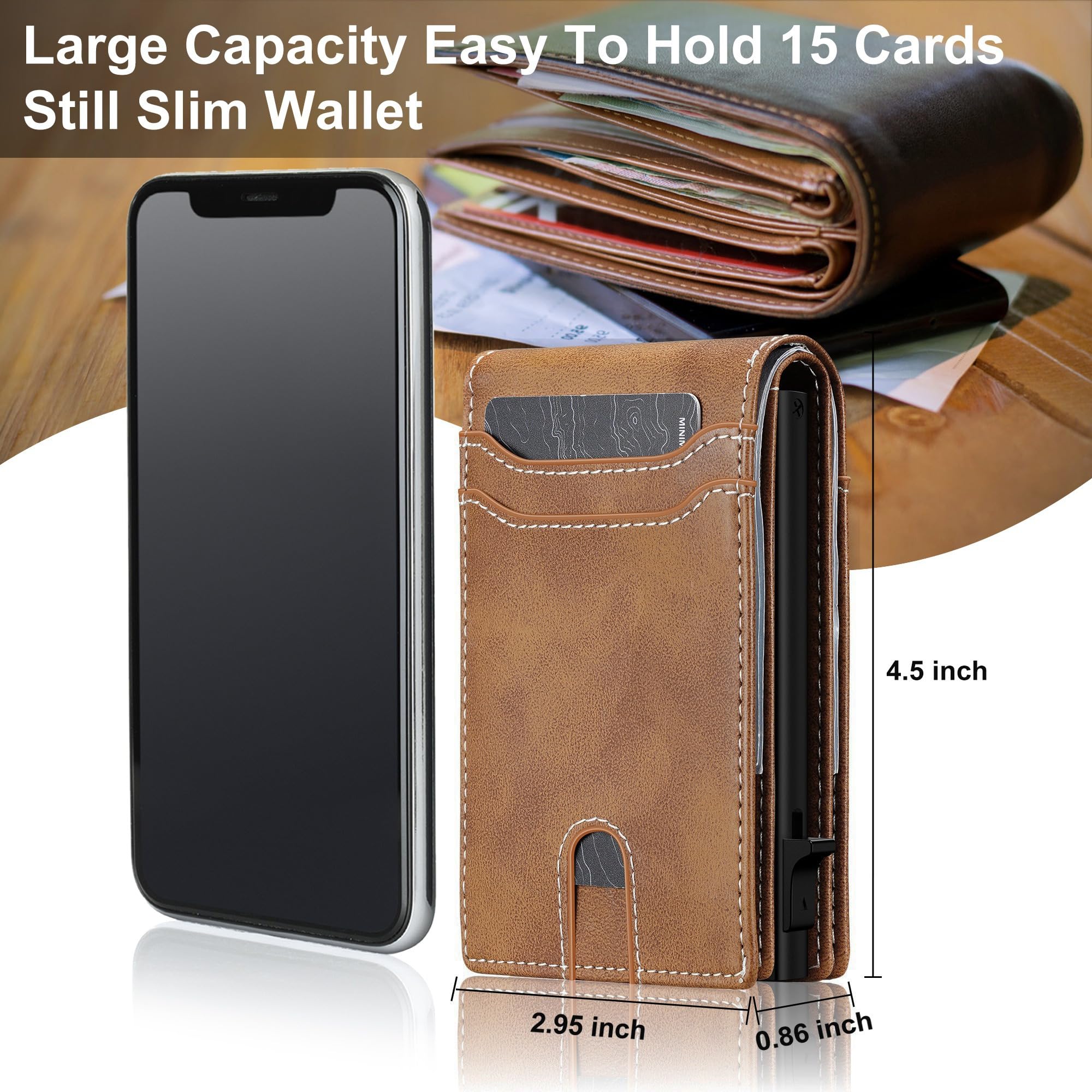 furid Card Wallet For Men Slim: Smart Wallet - Rfid Minimalist Front Pocket with ID Window Pop Up Wallet Gift For Male