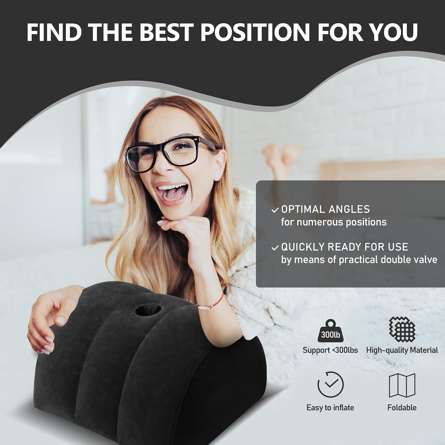 TheClover Portable Inflatable Pillow – Sex Position Pillow Dildo Mount Dildo Pillow Sex Toy Holder for Adults, Inflatable Support Cushion for Women & Couples
