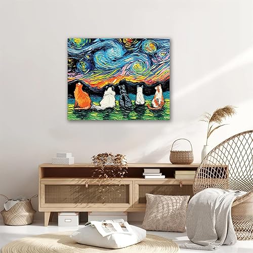Miniatura 3 de ART Van Gogh - Obras de arte de pared, lienzo de Van Gogh, impresiones de Van Gogh, póster de gatos, pinturas famosas de pared de gato, lienzo,