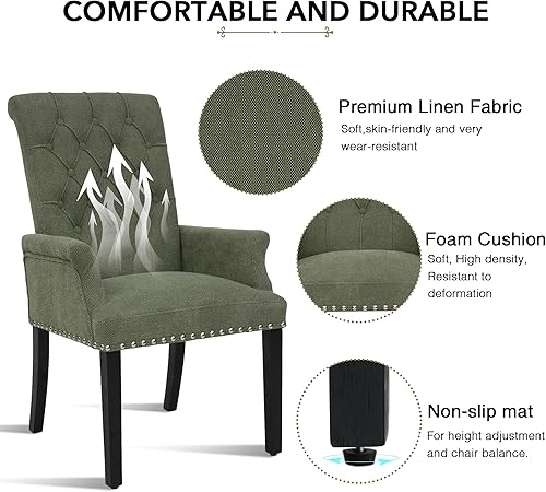 Miniatura 50 de LOULENS Lujosas sillas de comedor de terciopelo, modernas sillas de comedor tapizadas copetudas, reposabrazos con patas de acero inoxidable para