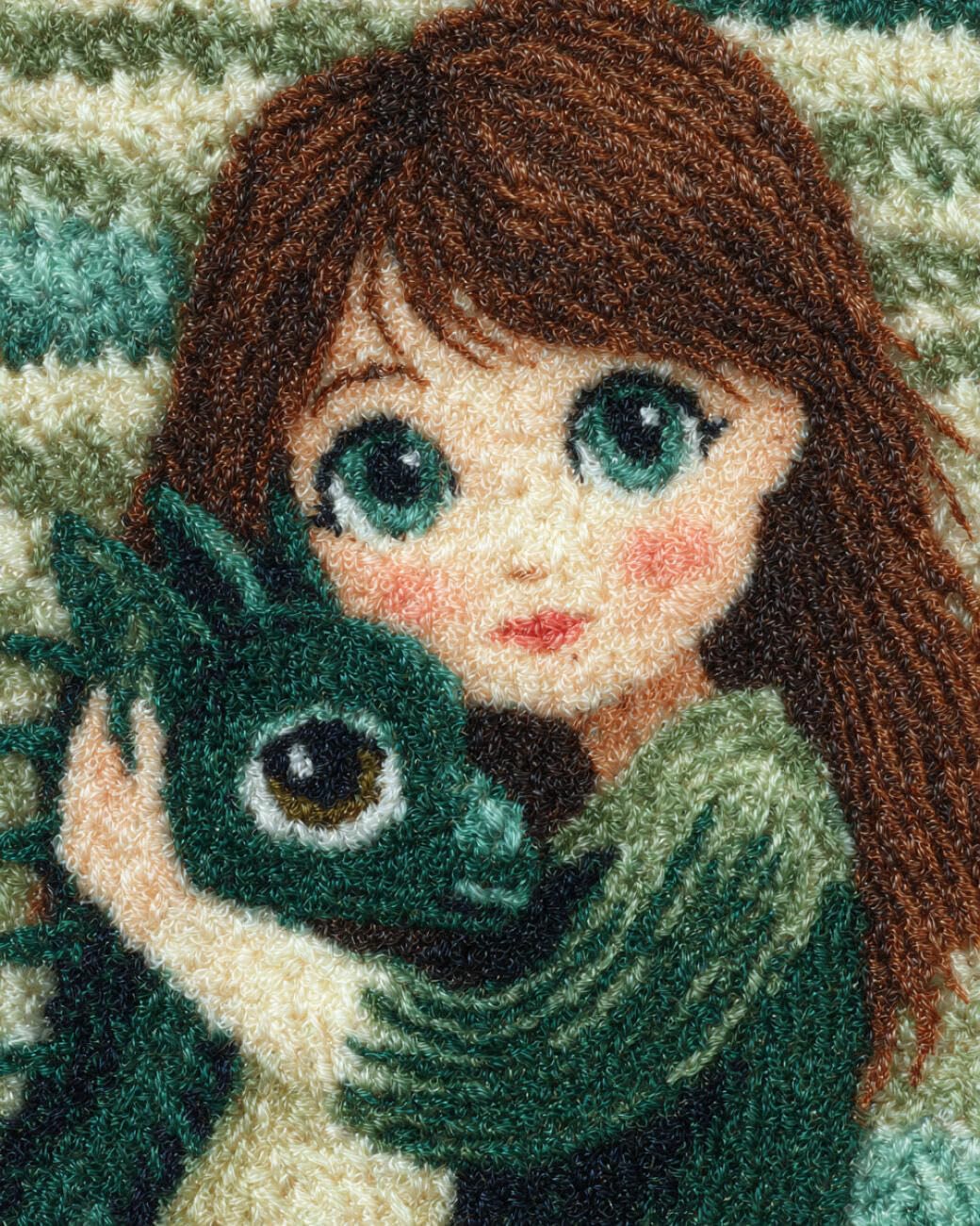 AMBATTERY Latch Hook Kits Carpet Cartoon Girl 60x40cm